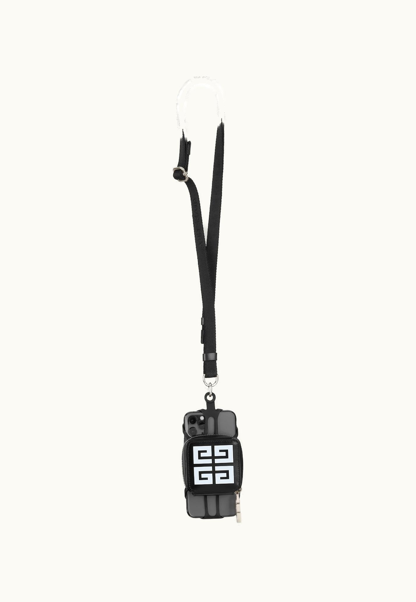 Givenchy Givenchy 4G Phone And Airpods Holder In Leather And Rubber - Black