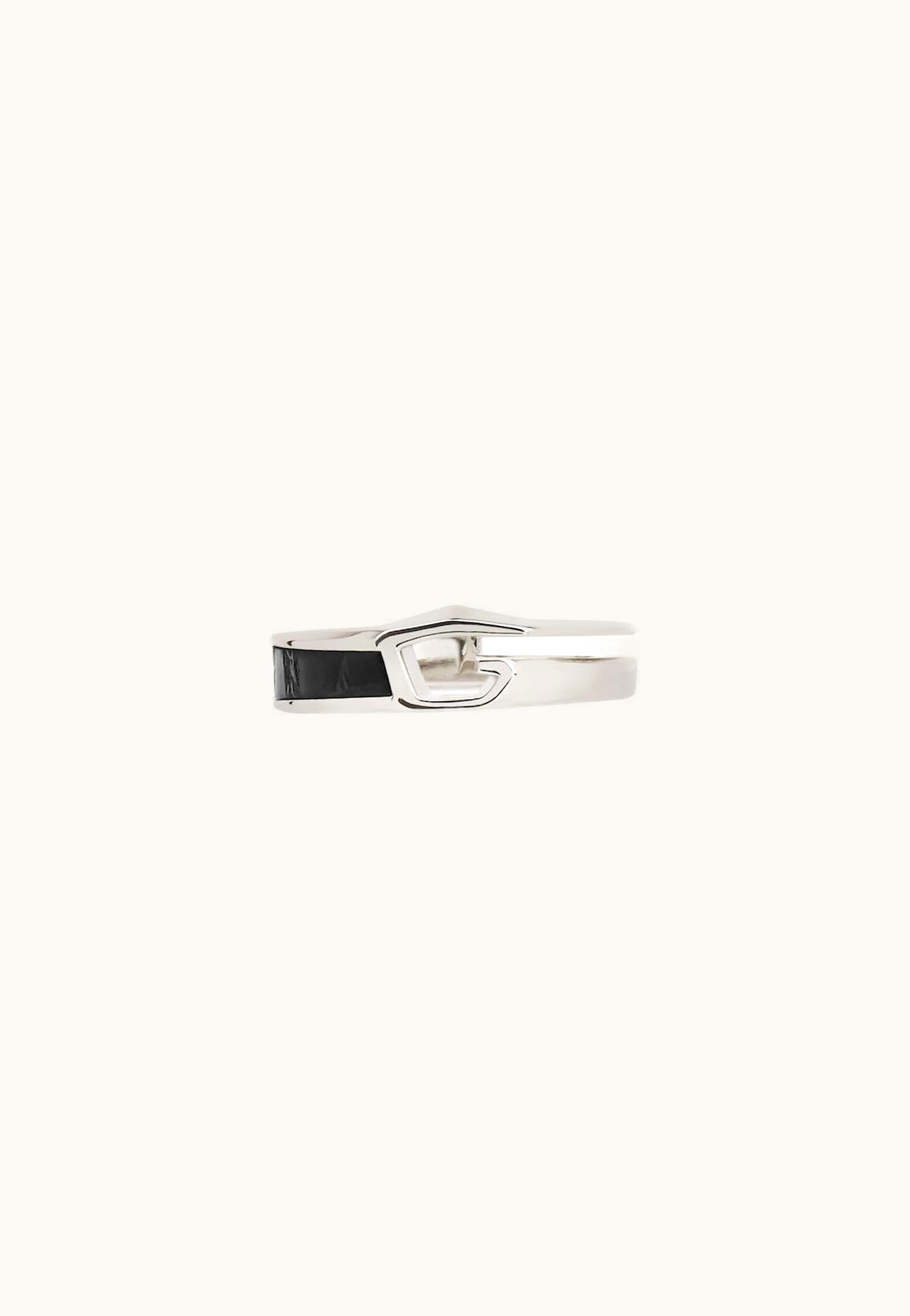 Givenchy Givenchy Giv Cut Ring In Metal And Leather - Black / Silvery