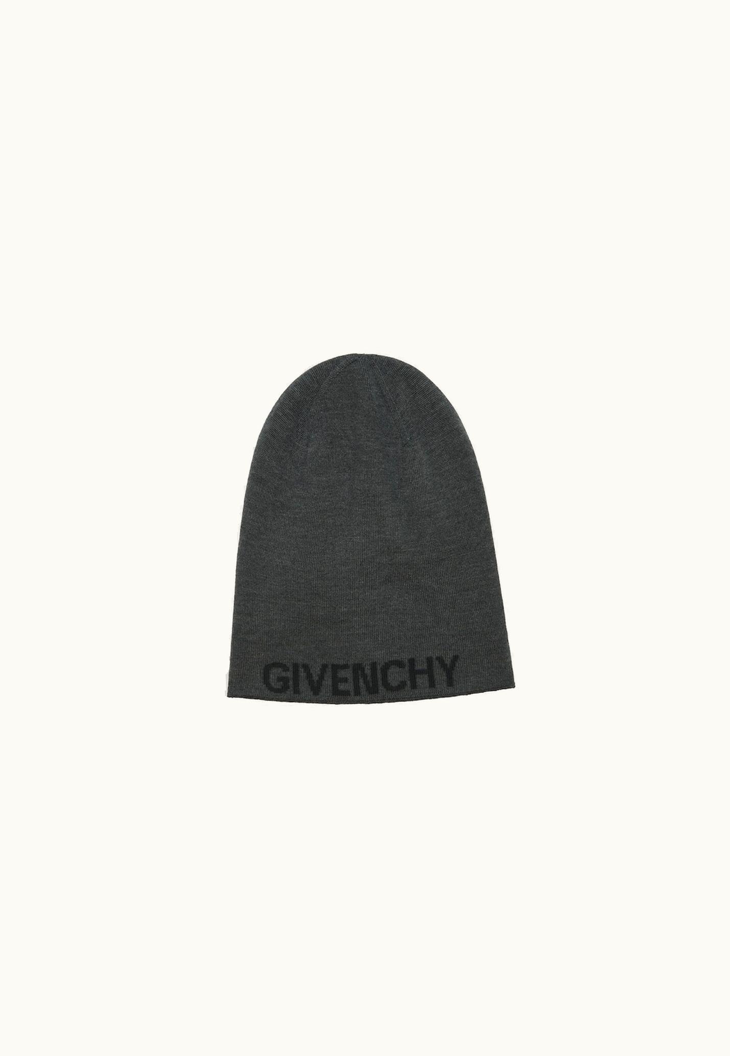 Givenchy Givenchy 4G Double Sided Beanie In Wool - Grey / Black