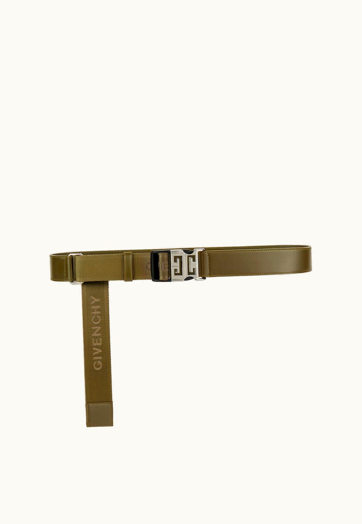 Givenchy Givenchy 4G Release Buckle Belt In Leather And Webbing - Khaki