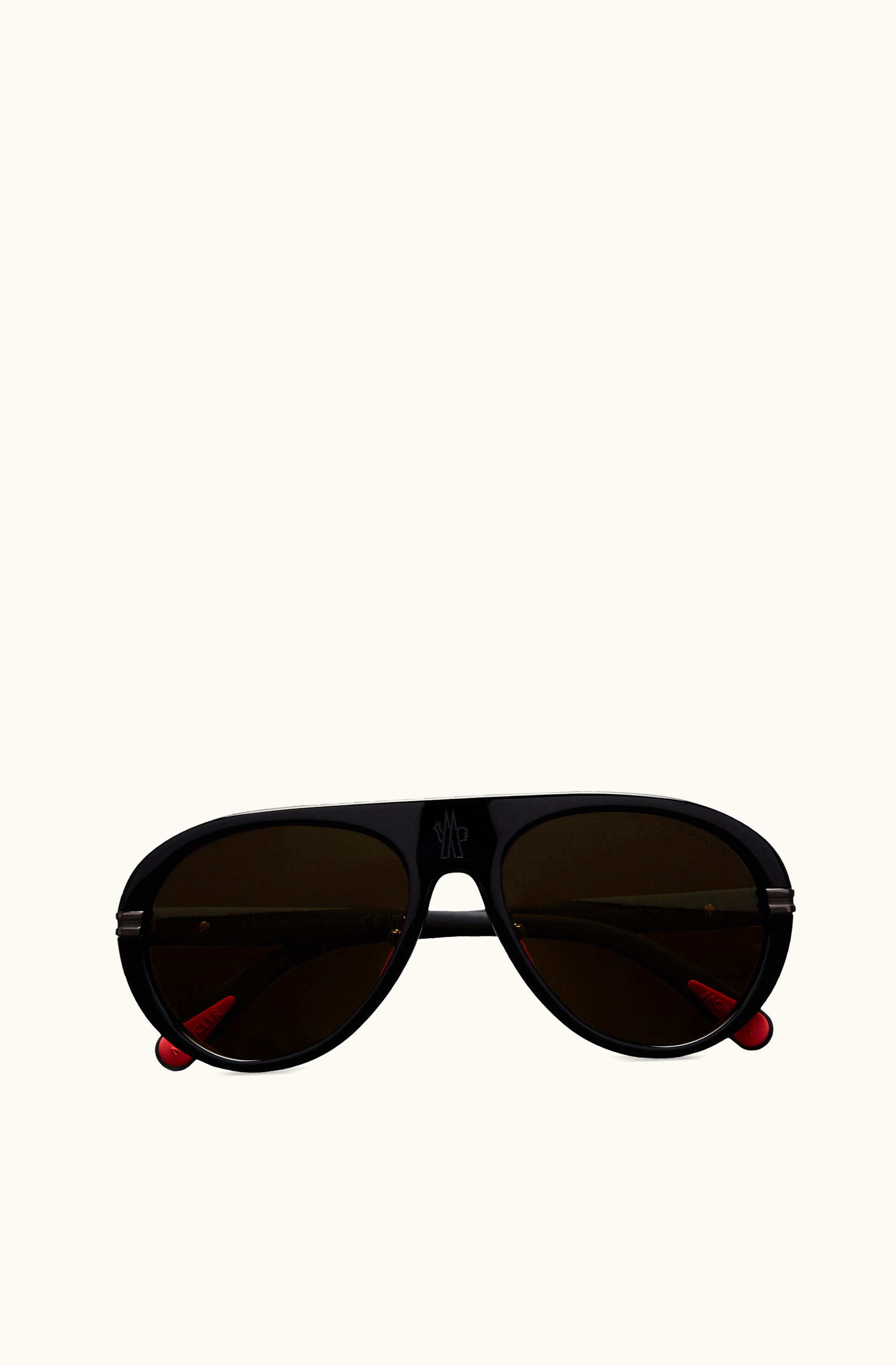 Moncler Moncler Navigaze Pilot Sunglasses Shiny Black & Brown