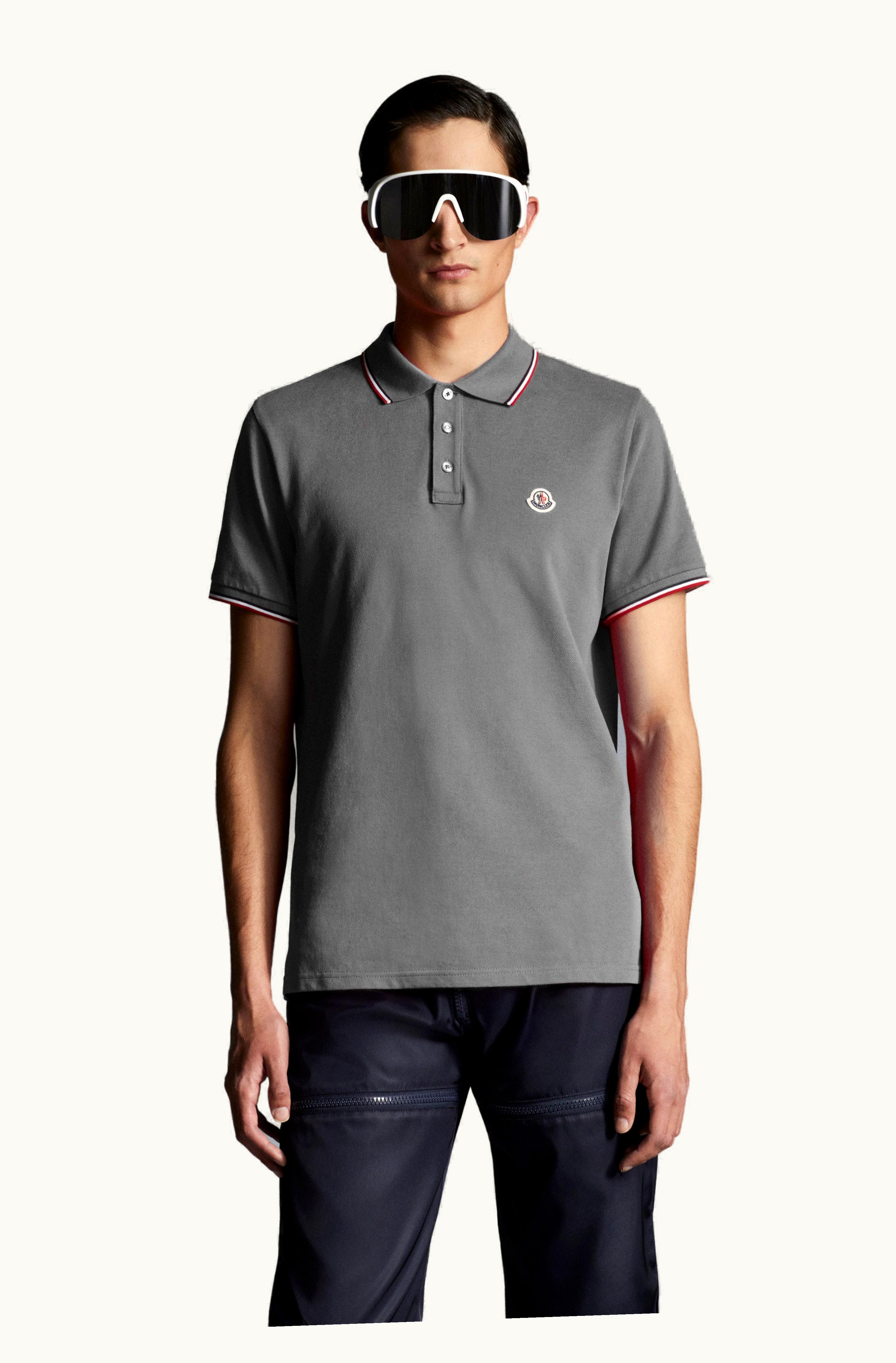 Moncler Moncler Logo Polo Shirt Light Gray
