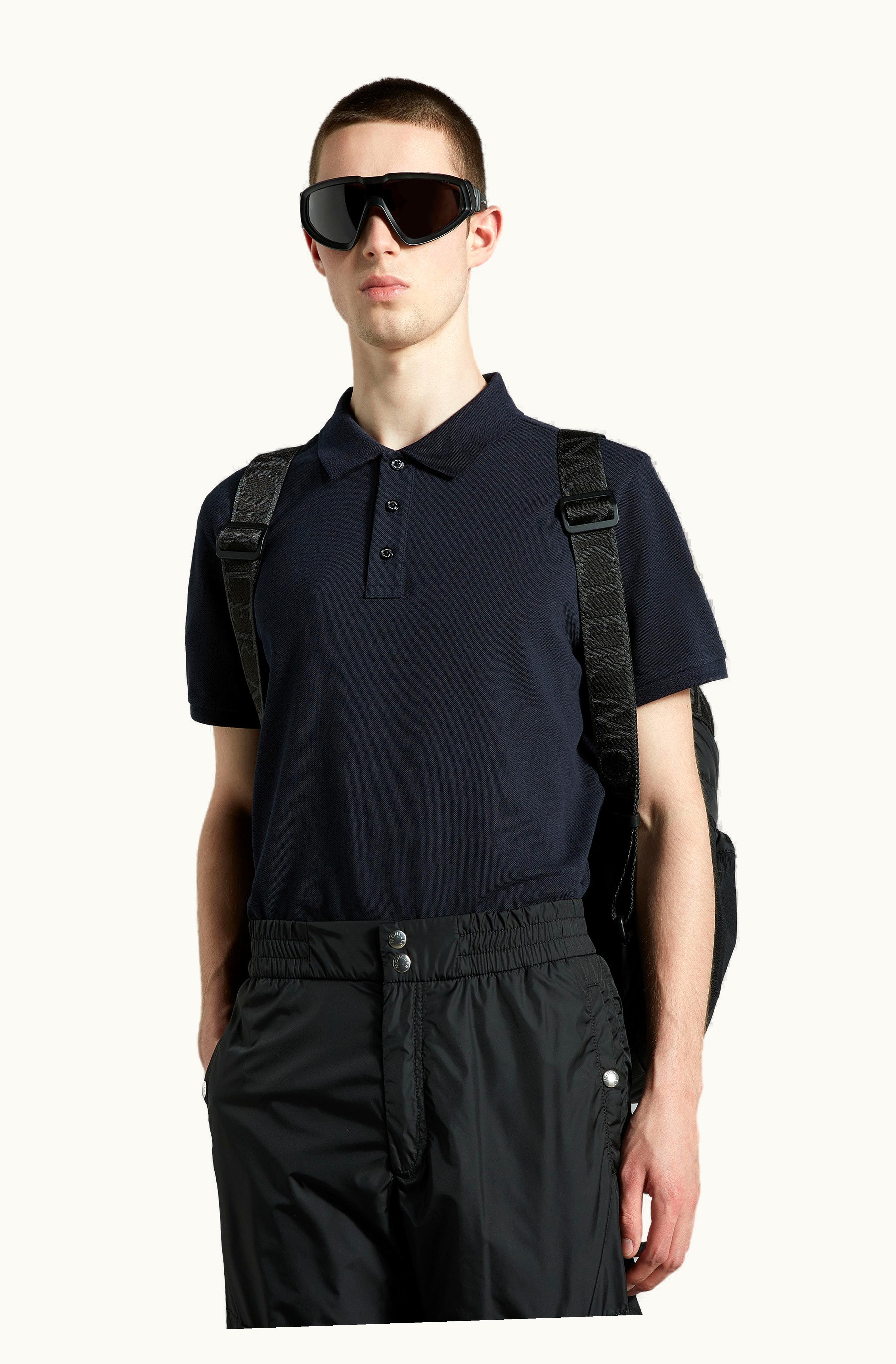 Moncler Moncler Logo Polo Shirt Navy Blue