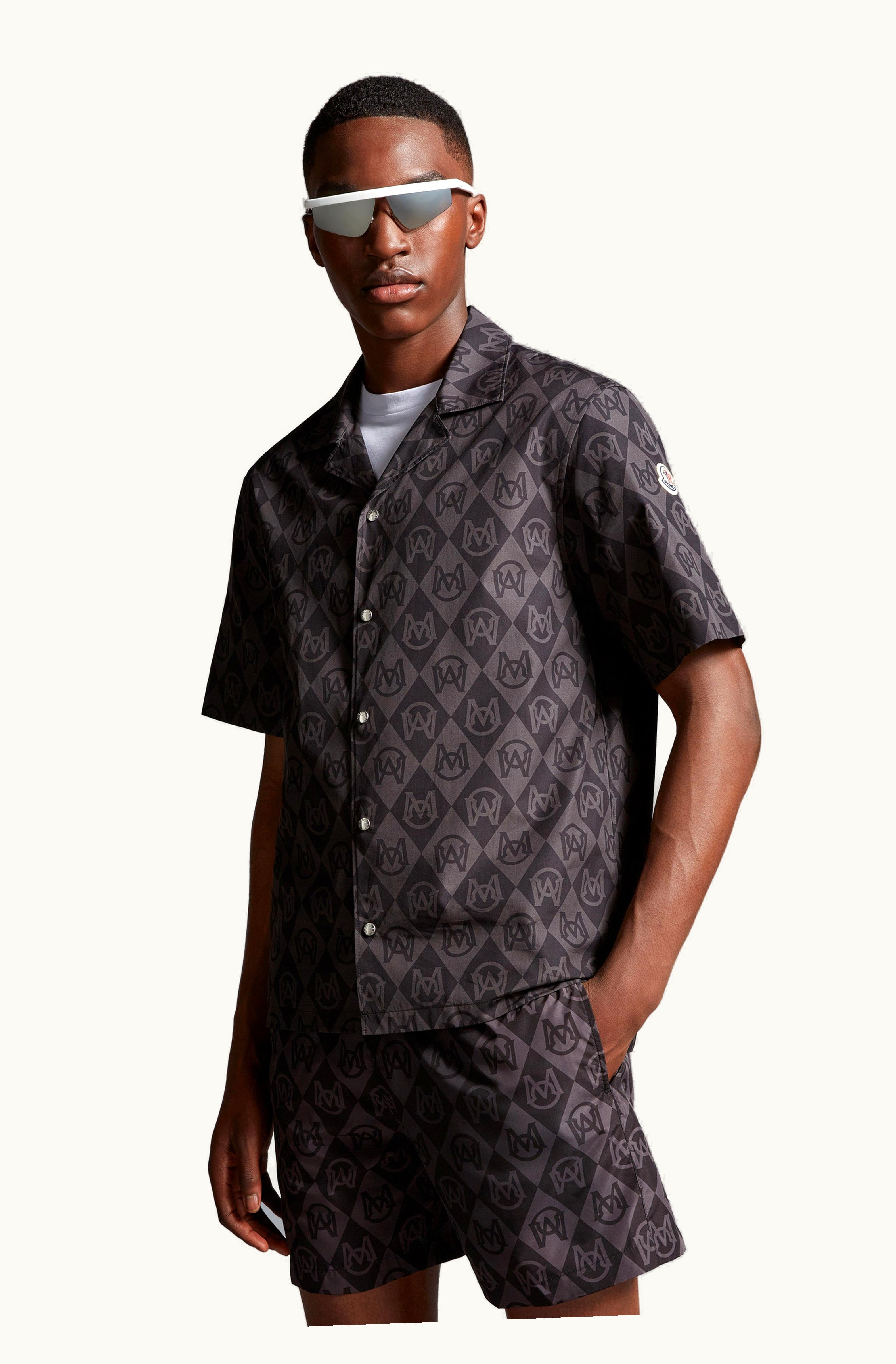 Moncler Moncler Monogram Print Shirt Black & Gray