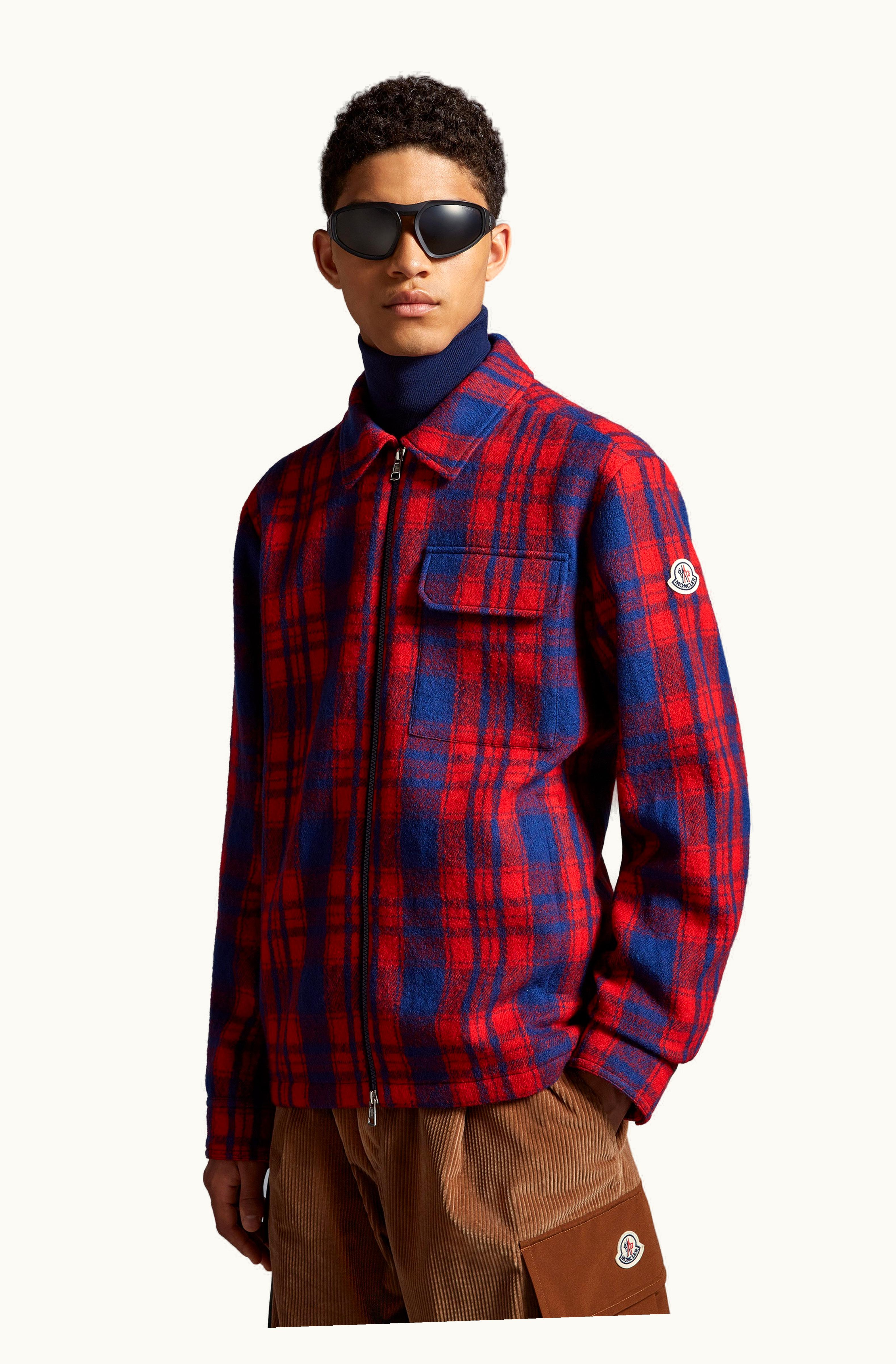 Moncler Moncler Plaid Wool Shirt Blue & Red