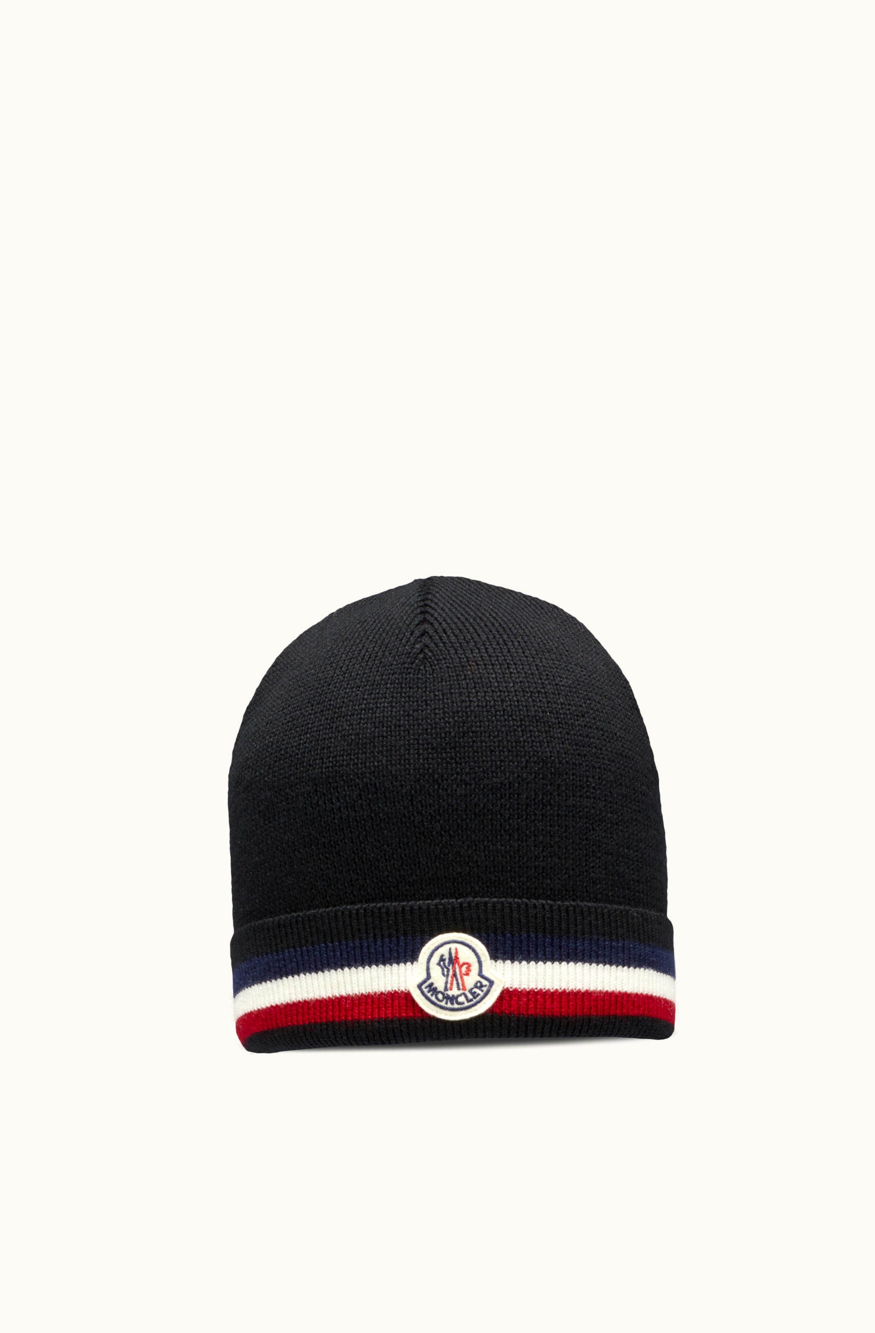 Moncler Moncler Tricolour Wool Beanie Black