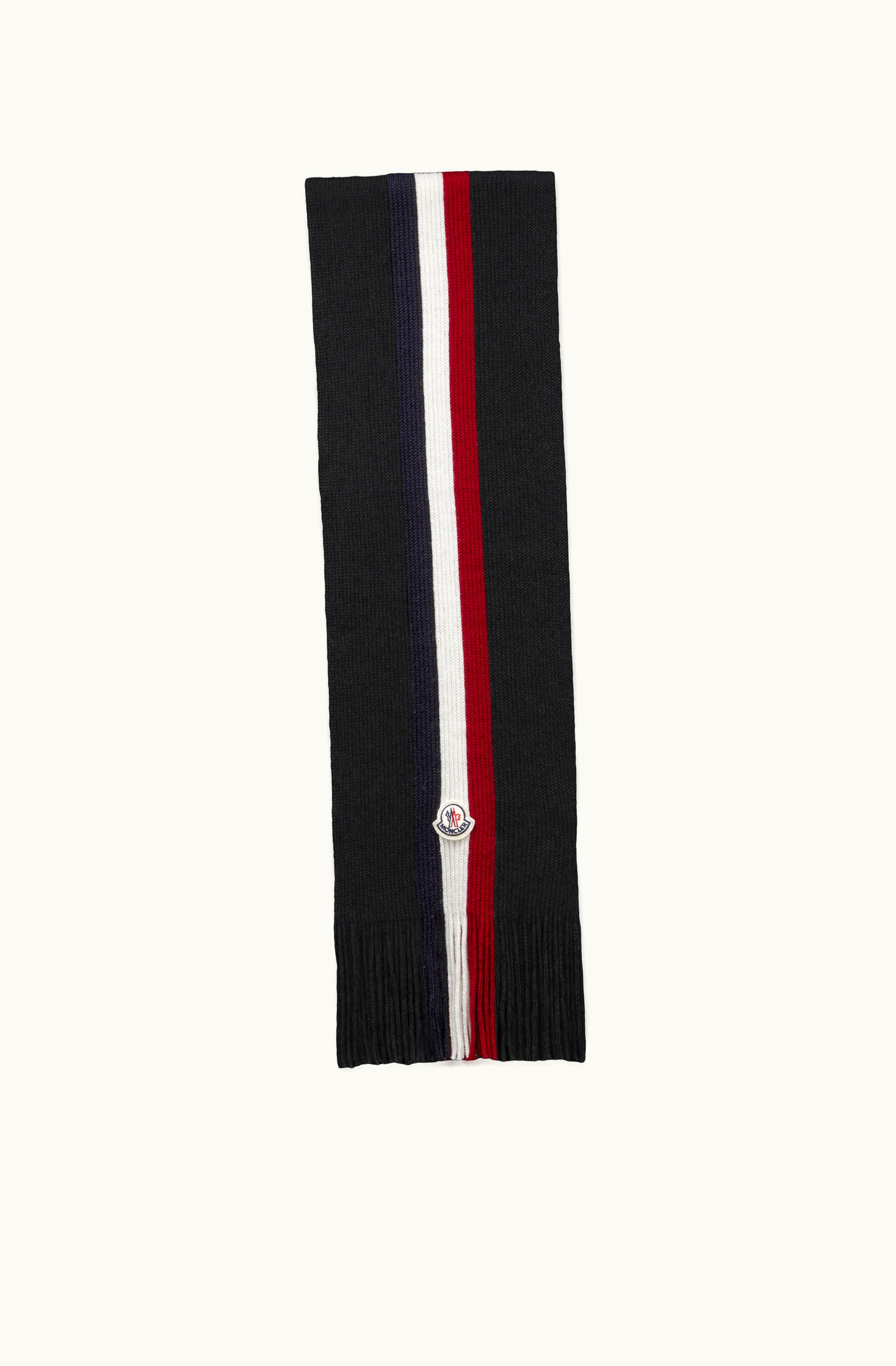Moncler Moncler Tricolor Wool Scarf Black