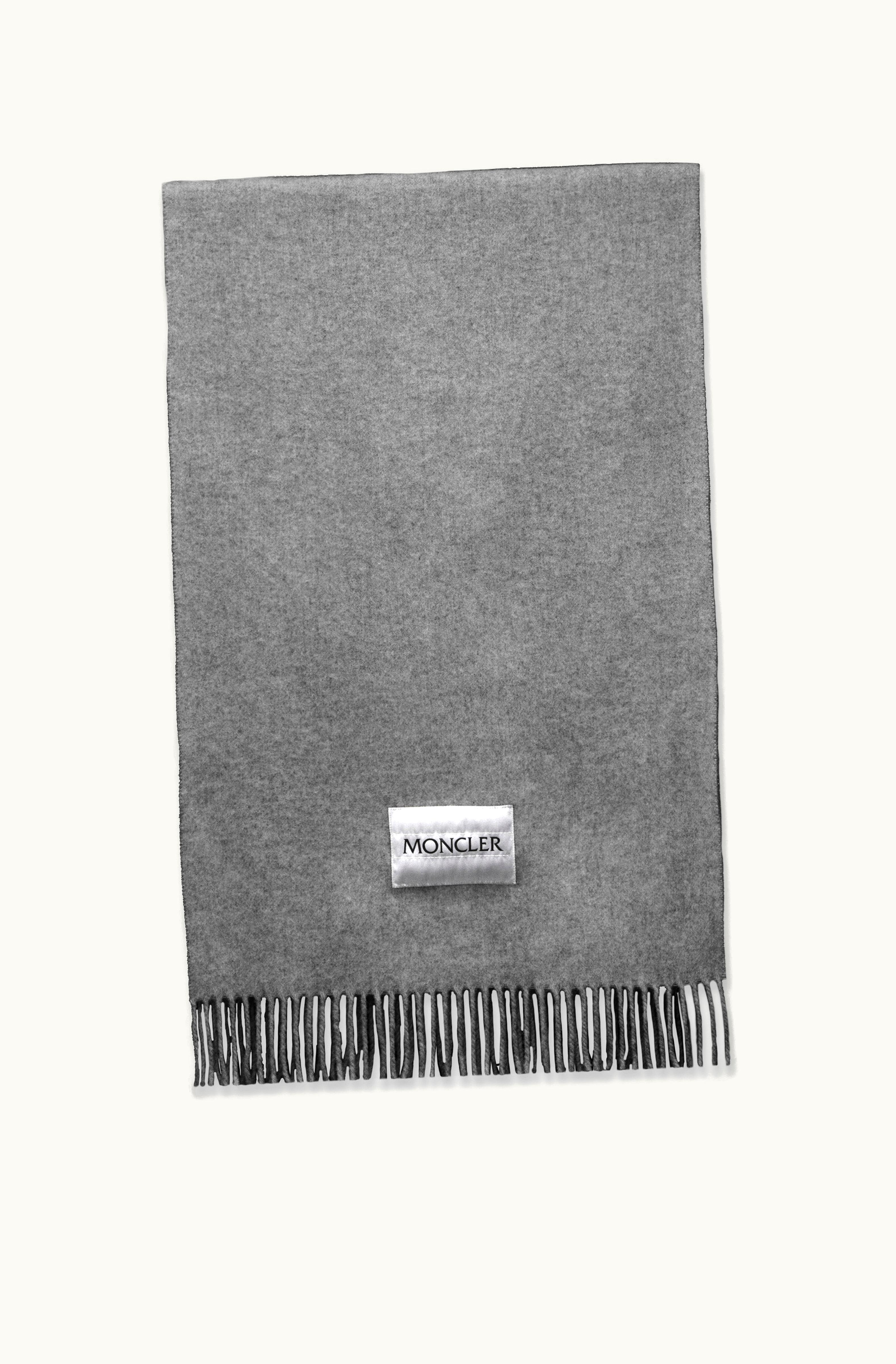 Moncler Moncler Logo Wool Scarf Gray