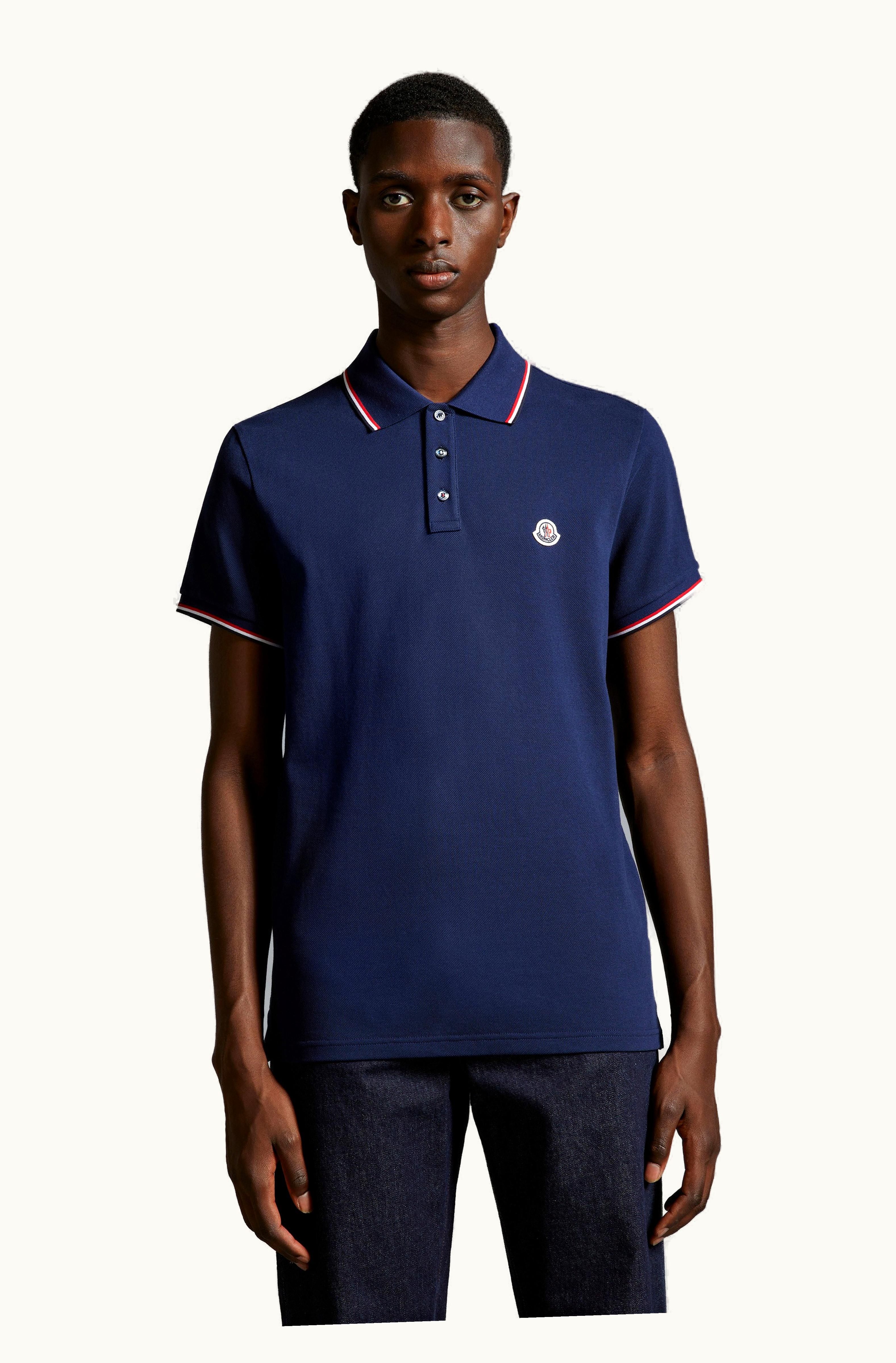 Moncler Moncler Logo Polo Shirt Indigo Blue