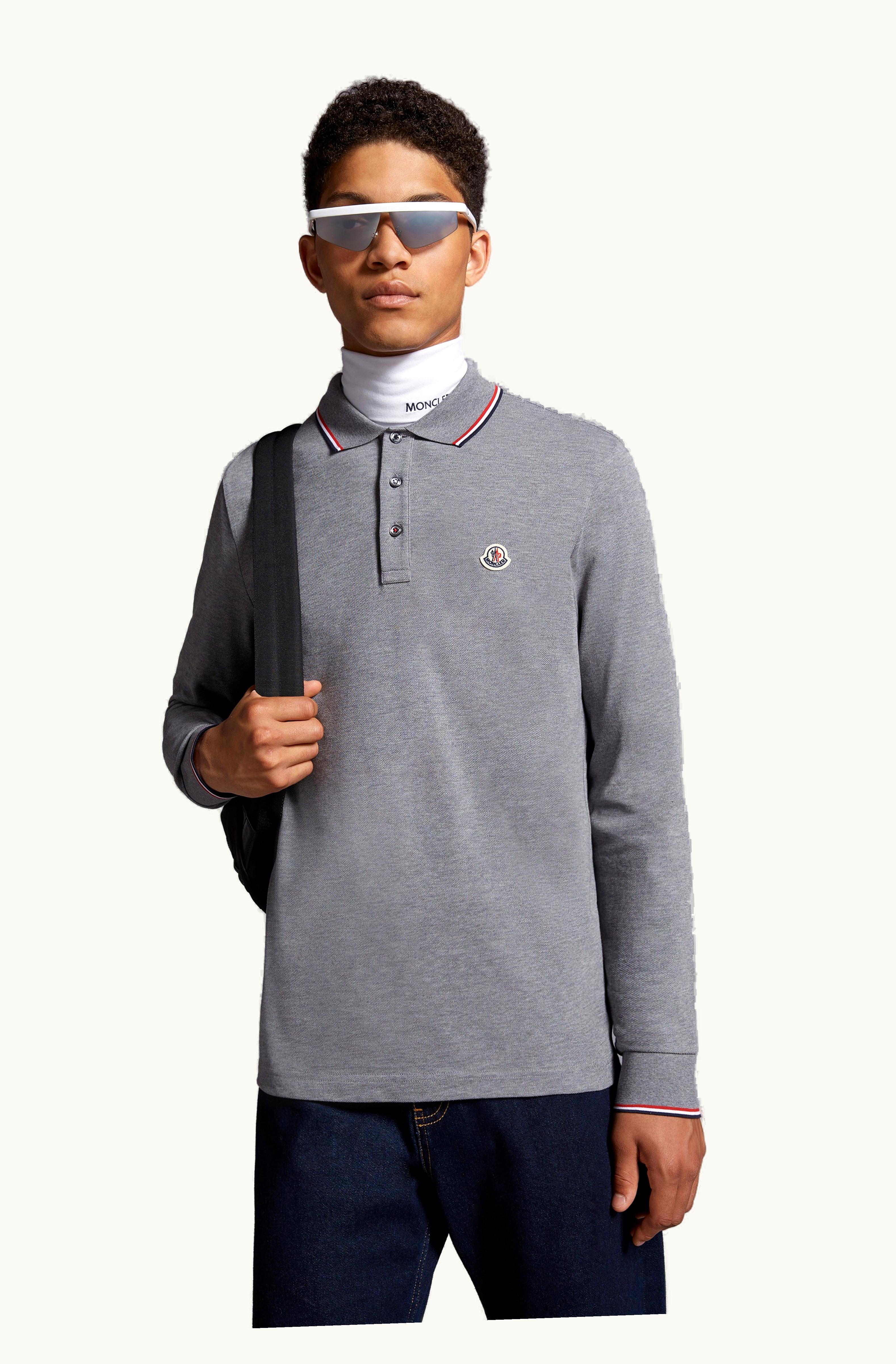 Moncler Moncler Long Sleeve Polo Shirt Gray