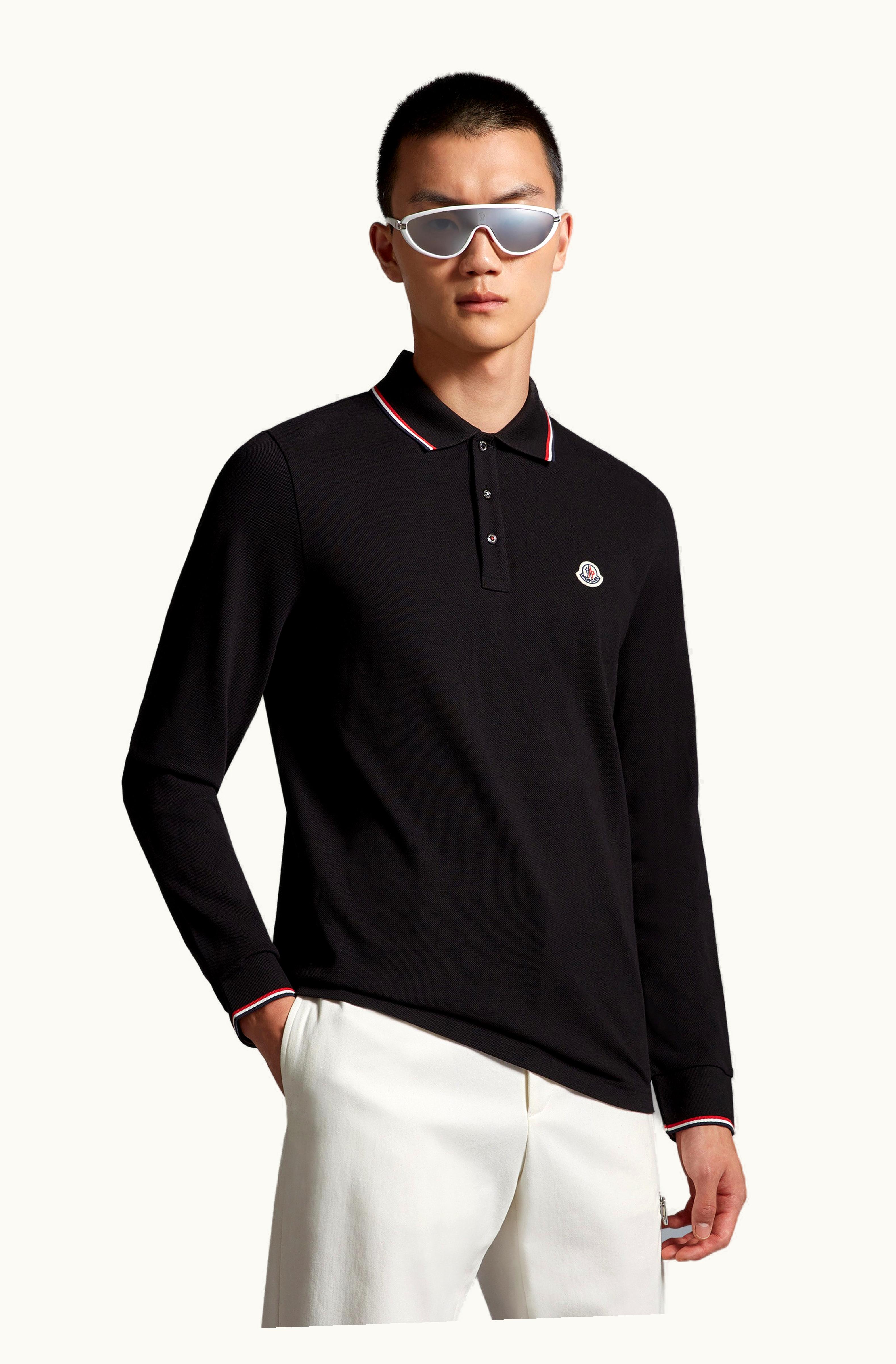Moncler Moncler Long Sleeve Polo Shirt Black