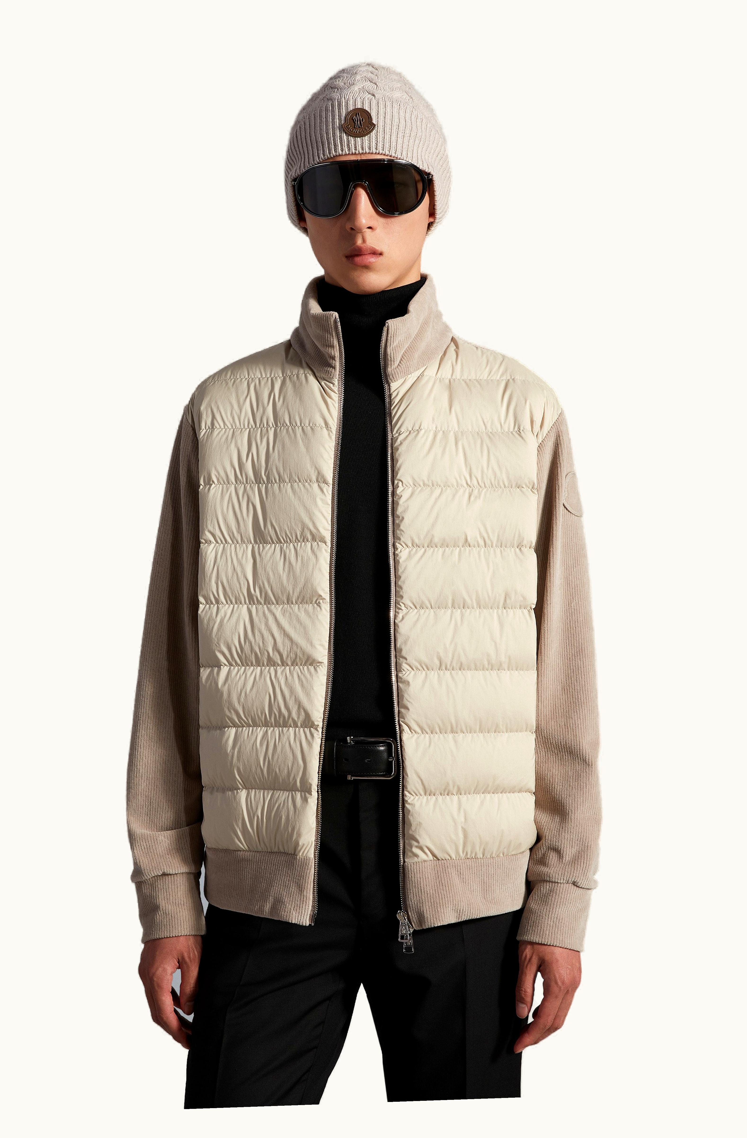 Moncler Moncler Padded Corduroy Zip-Up Sweatshirt Beige