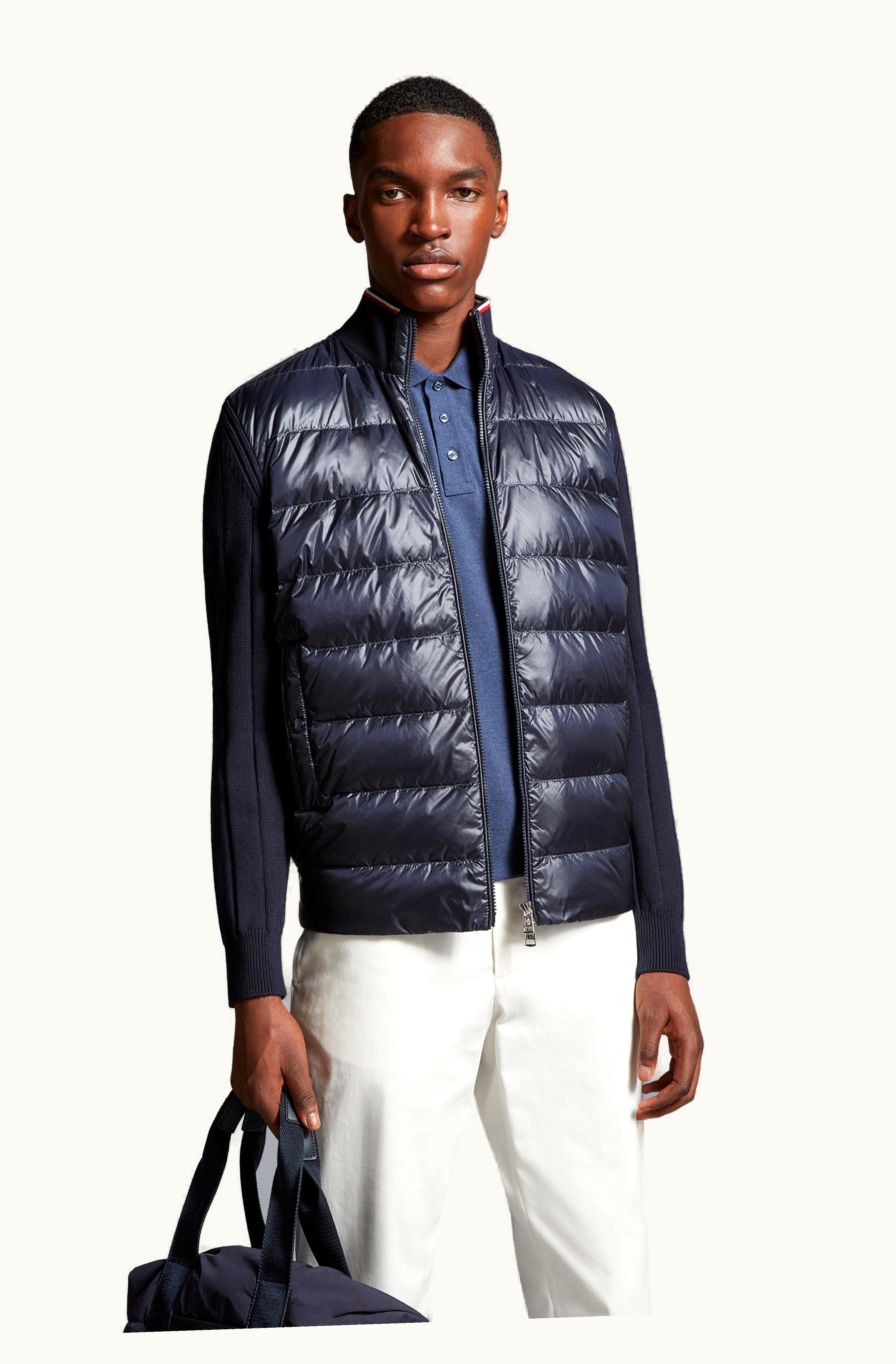 Moncler Moncler Padded Cotton Cardigan Navy Blue