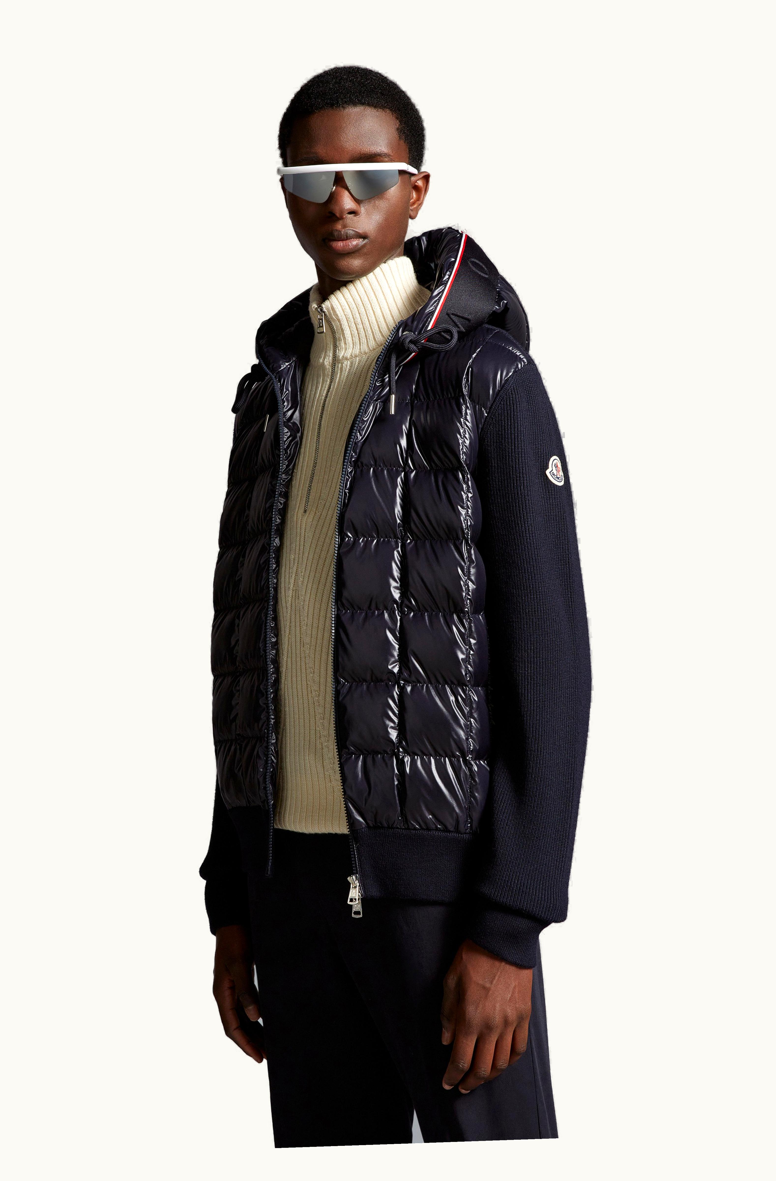Moncler Moncler Padded Wool Hoodie Navy Blue