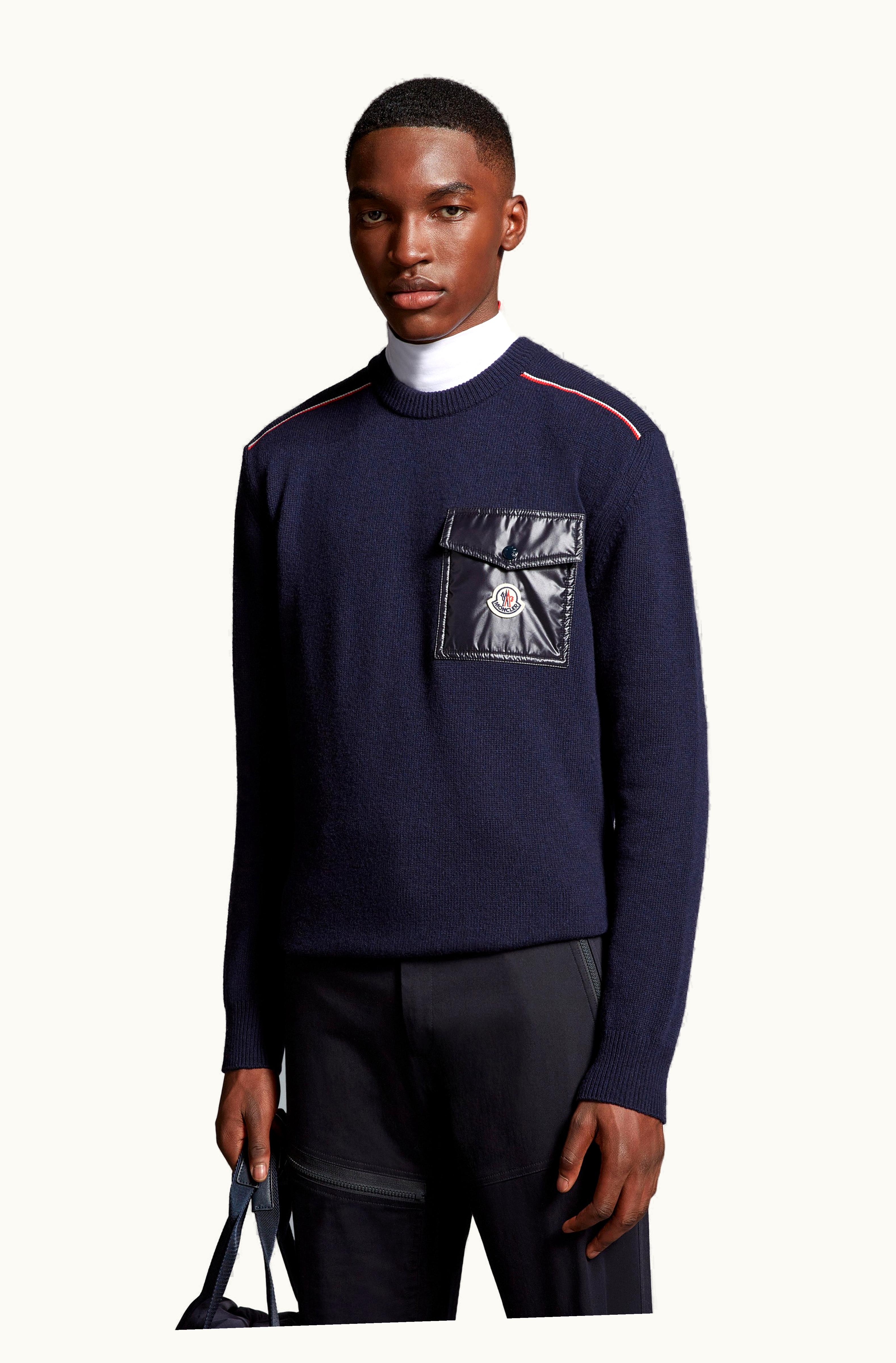 Moncler Moncler Cotton Jumper With Pocket Navy Blue