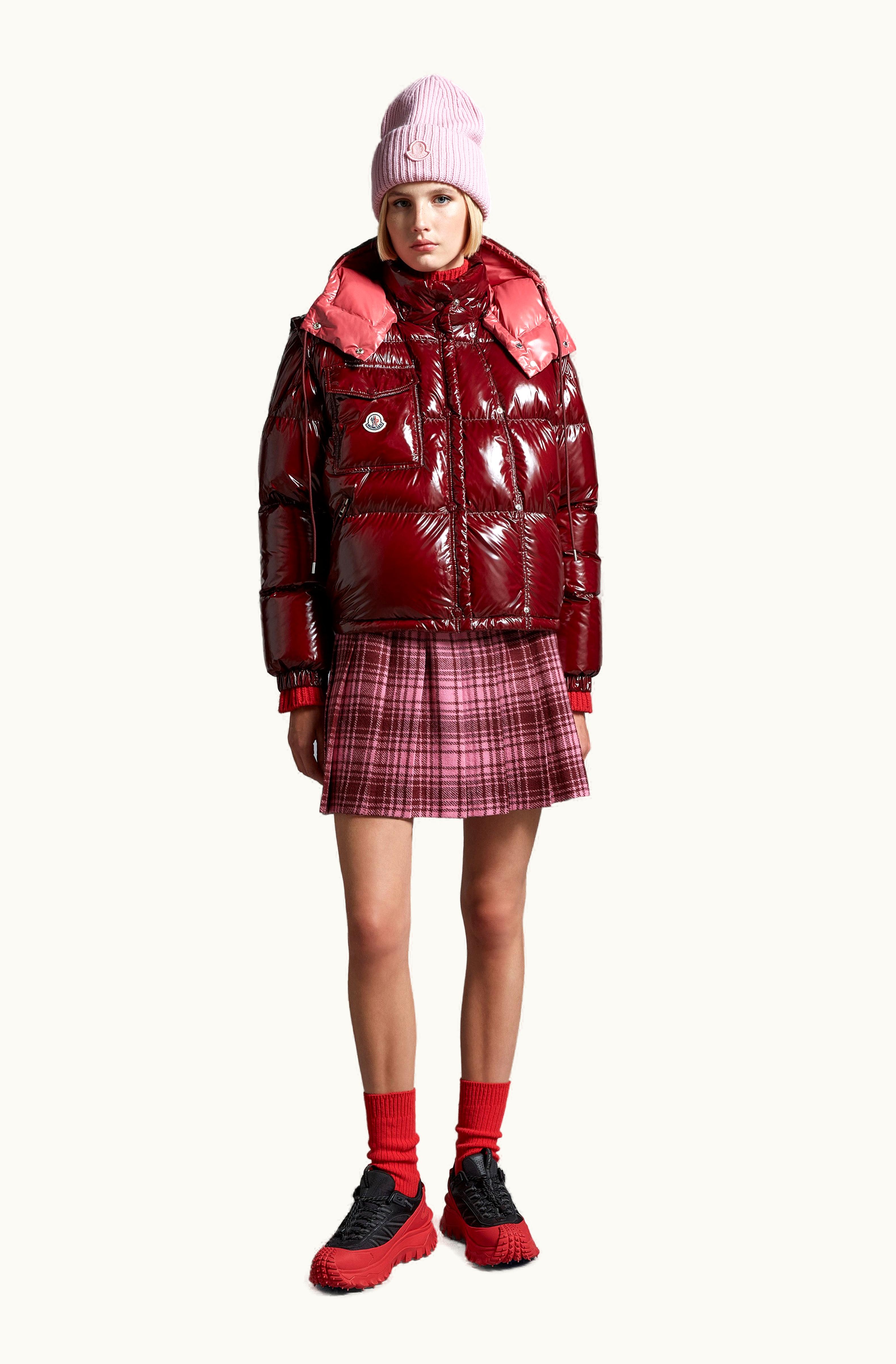 Moncler Moncler Karakorum Short Down Jacket Women Burgundy