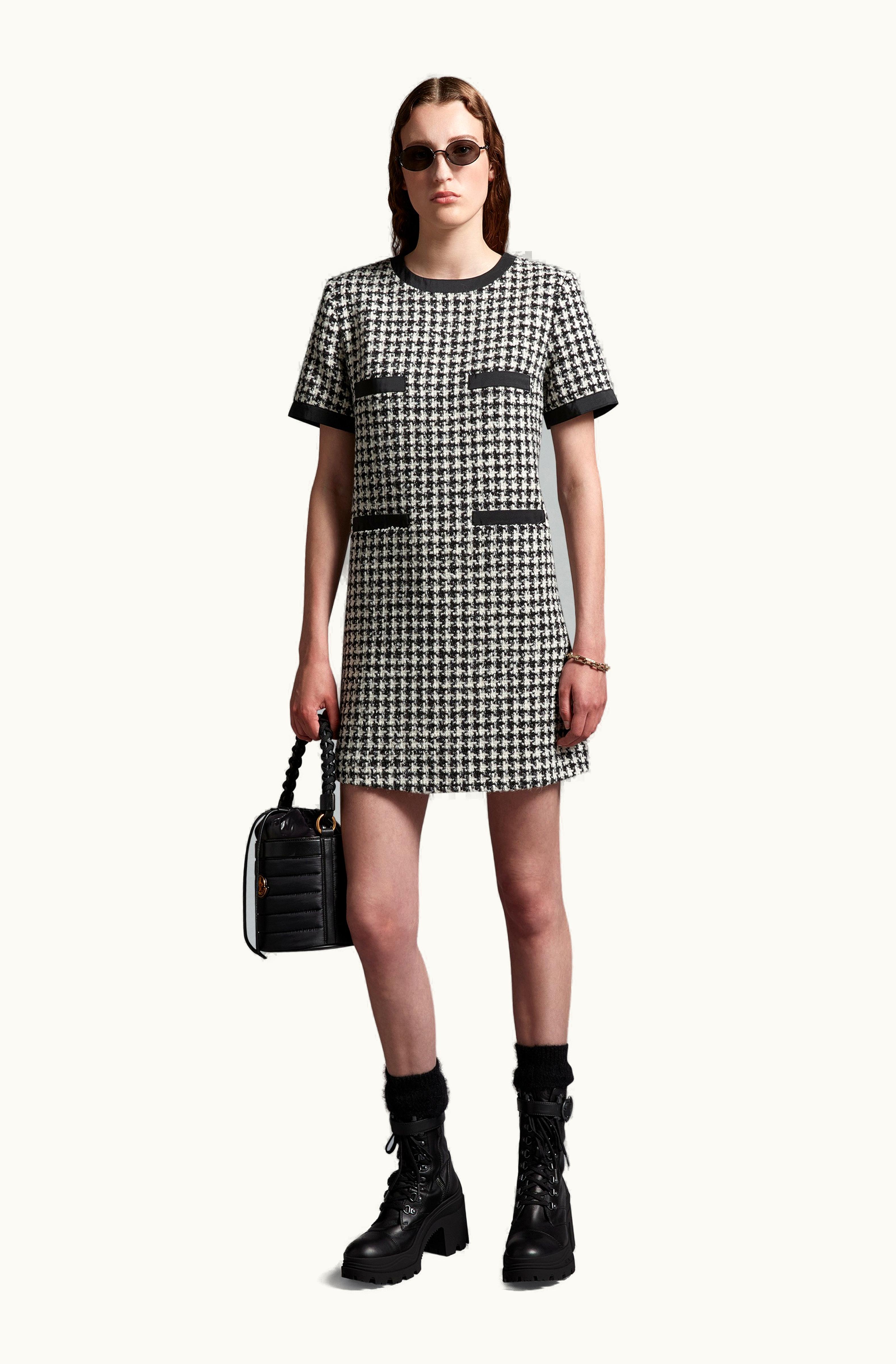 Moncler Moncler Houndstooth Bouclé Dress Black & White