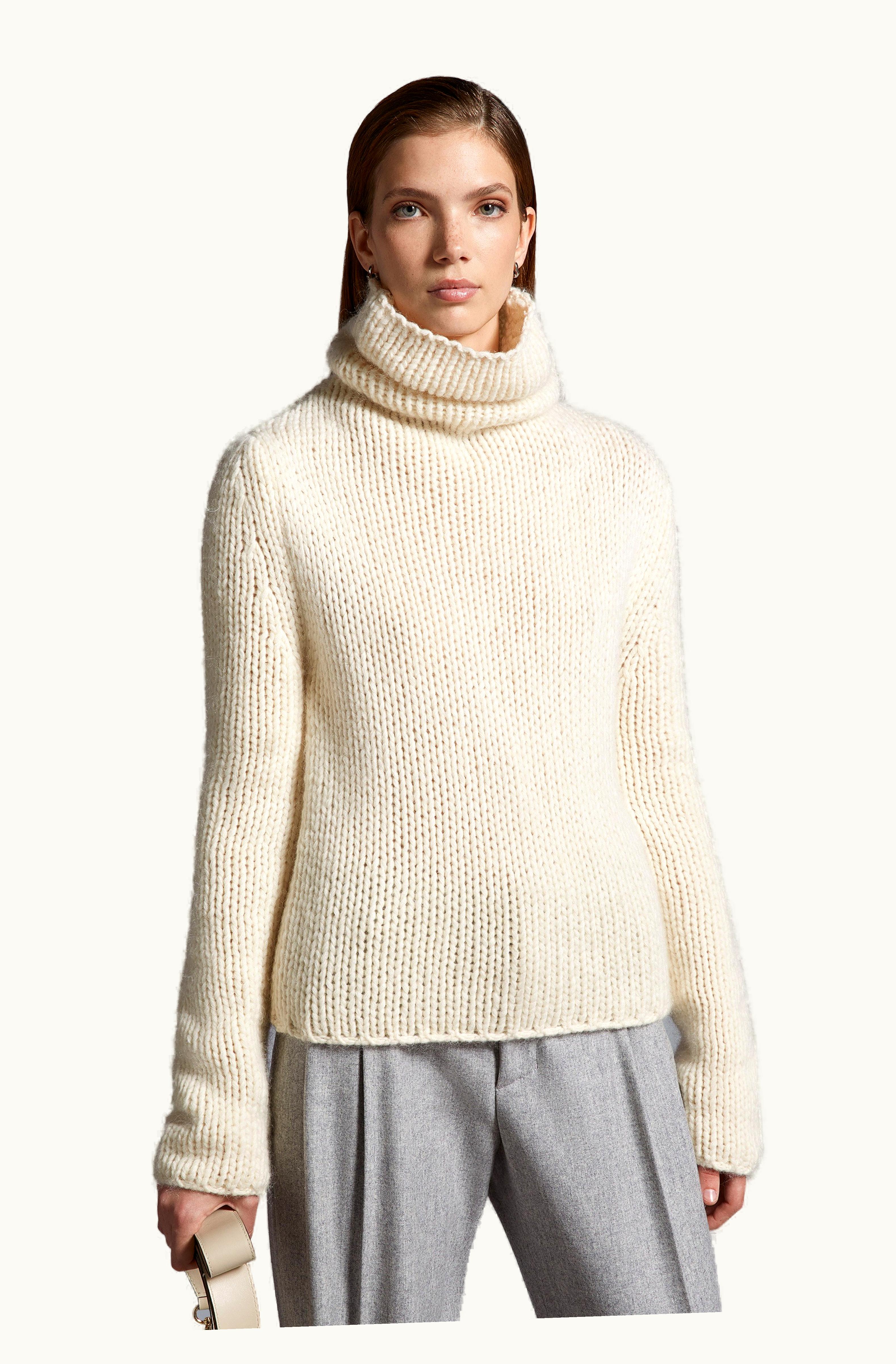 Moncler Moncler Wool & Mohair Polo Neck Jumper White