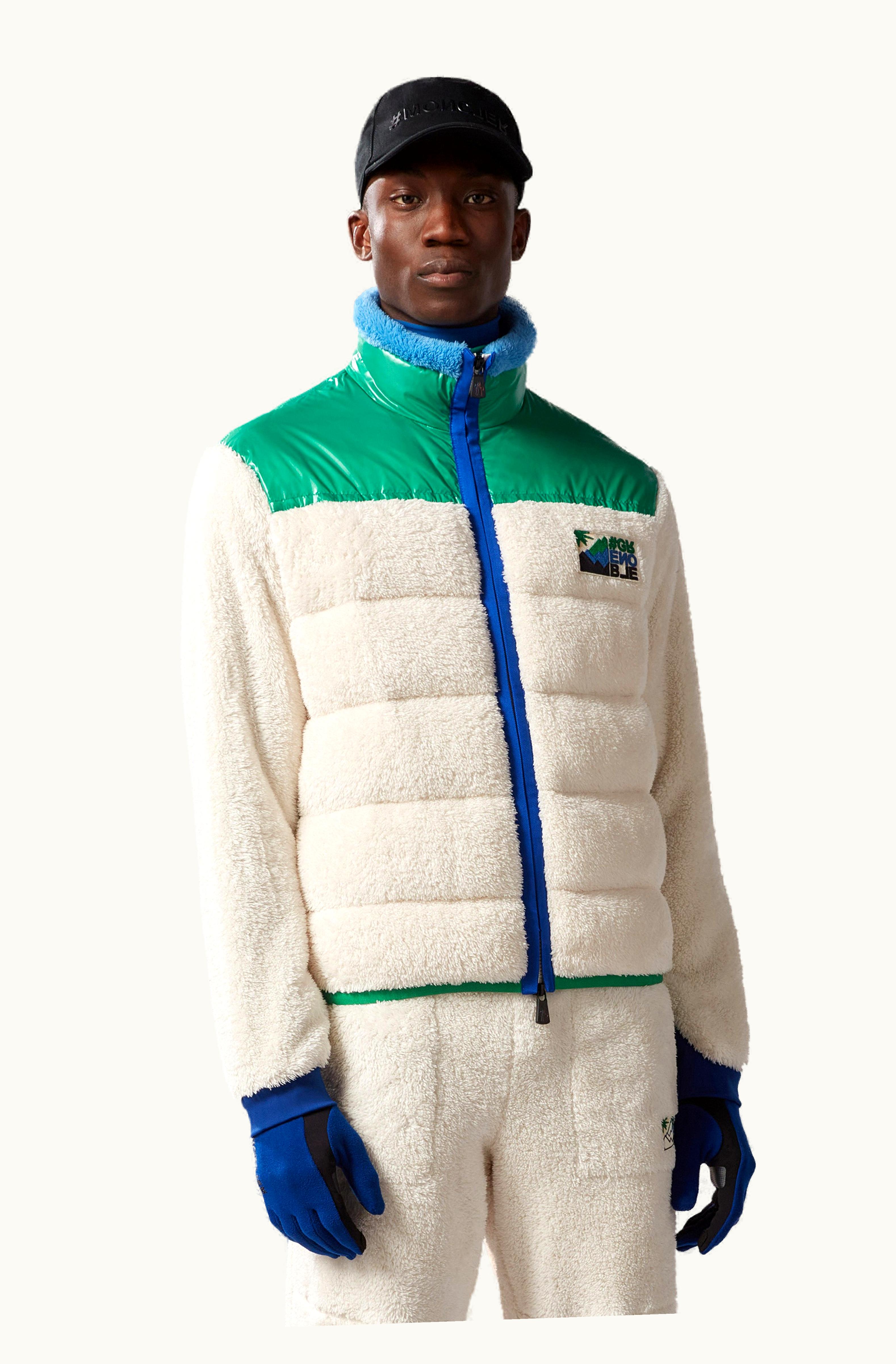 Moncler Moncler Padded Fleece Zip-Up Sweatshirt White & Green