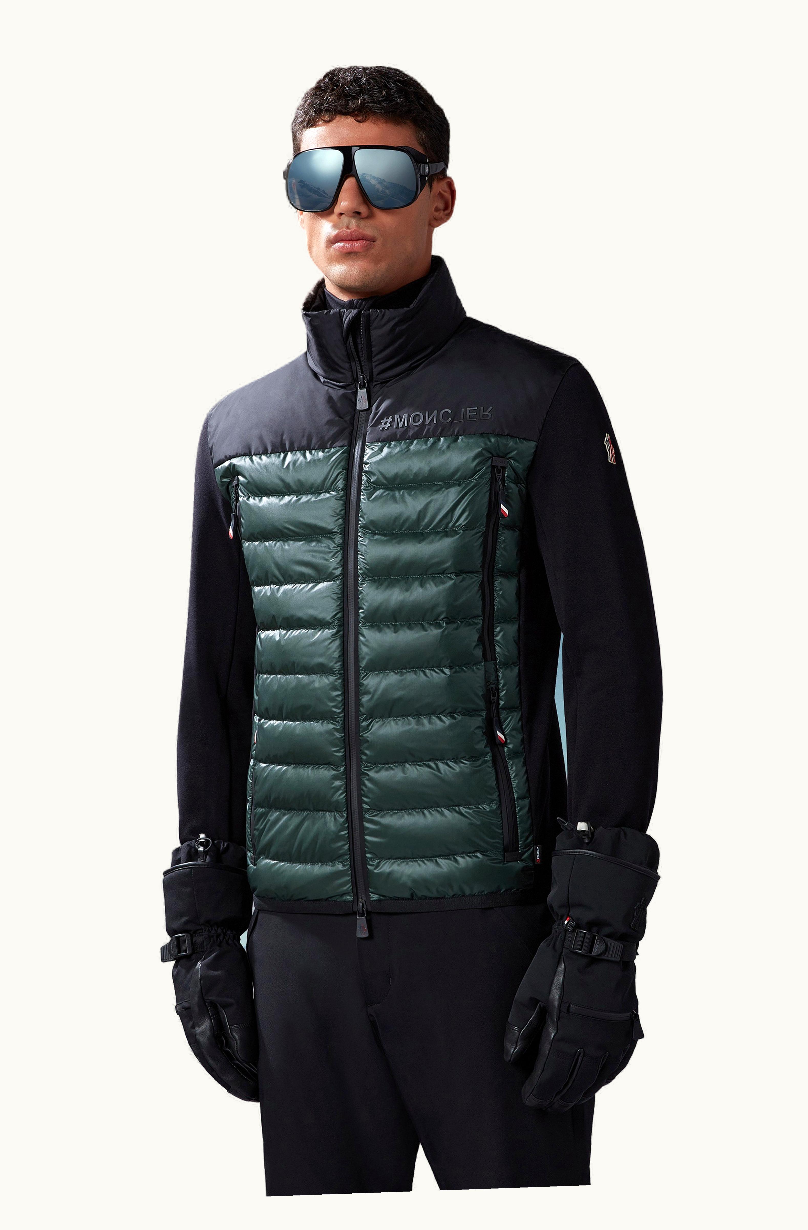 Moncler Moncler Padded Zip-Up Sweatshirt Green & Black