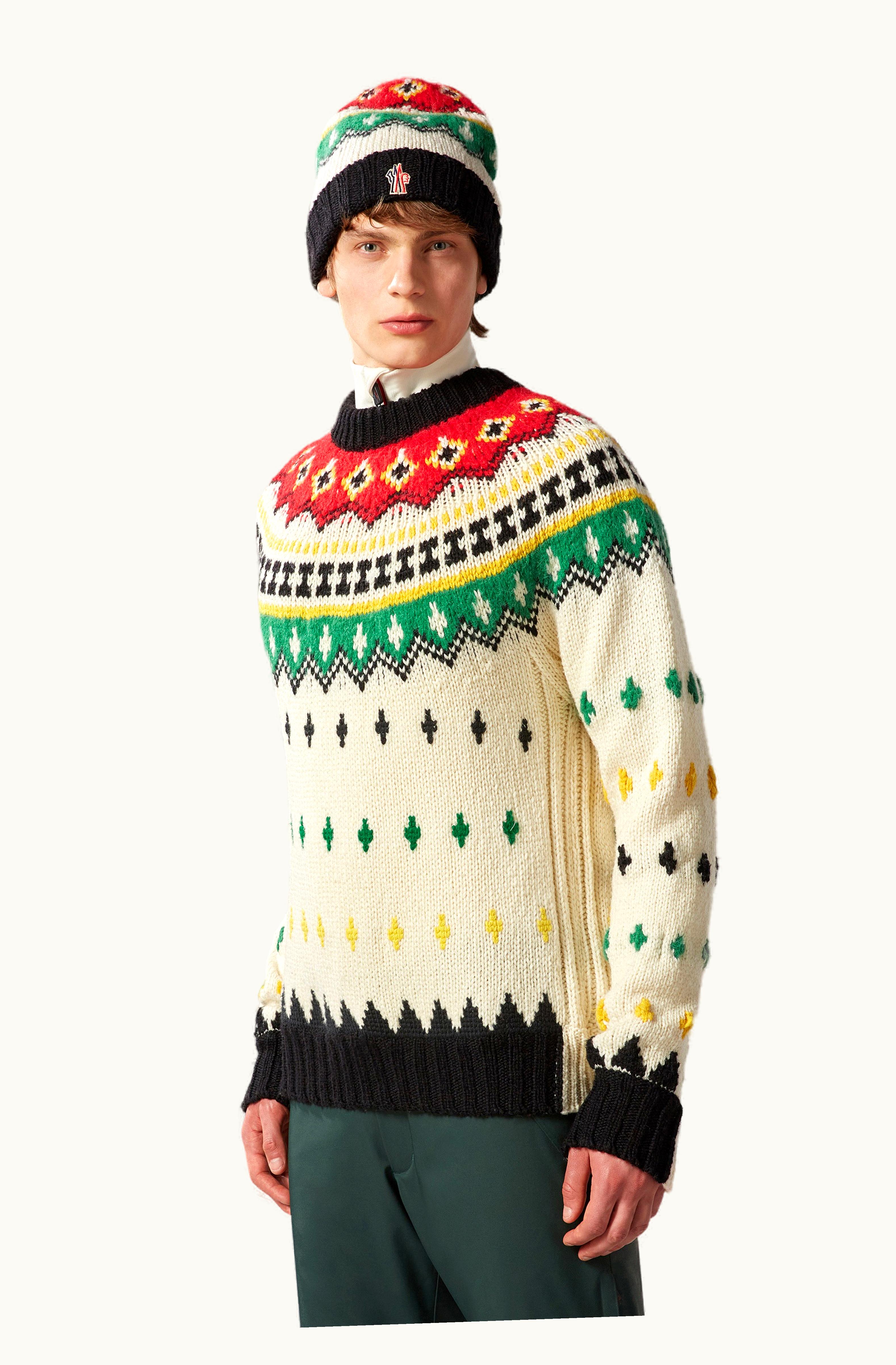 Moncler Moncler Alpaca & Wool Jacquard Jumper Optical White