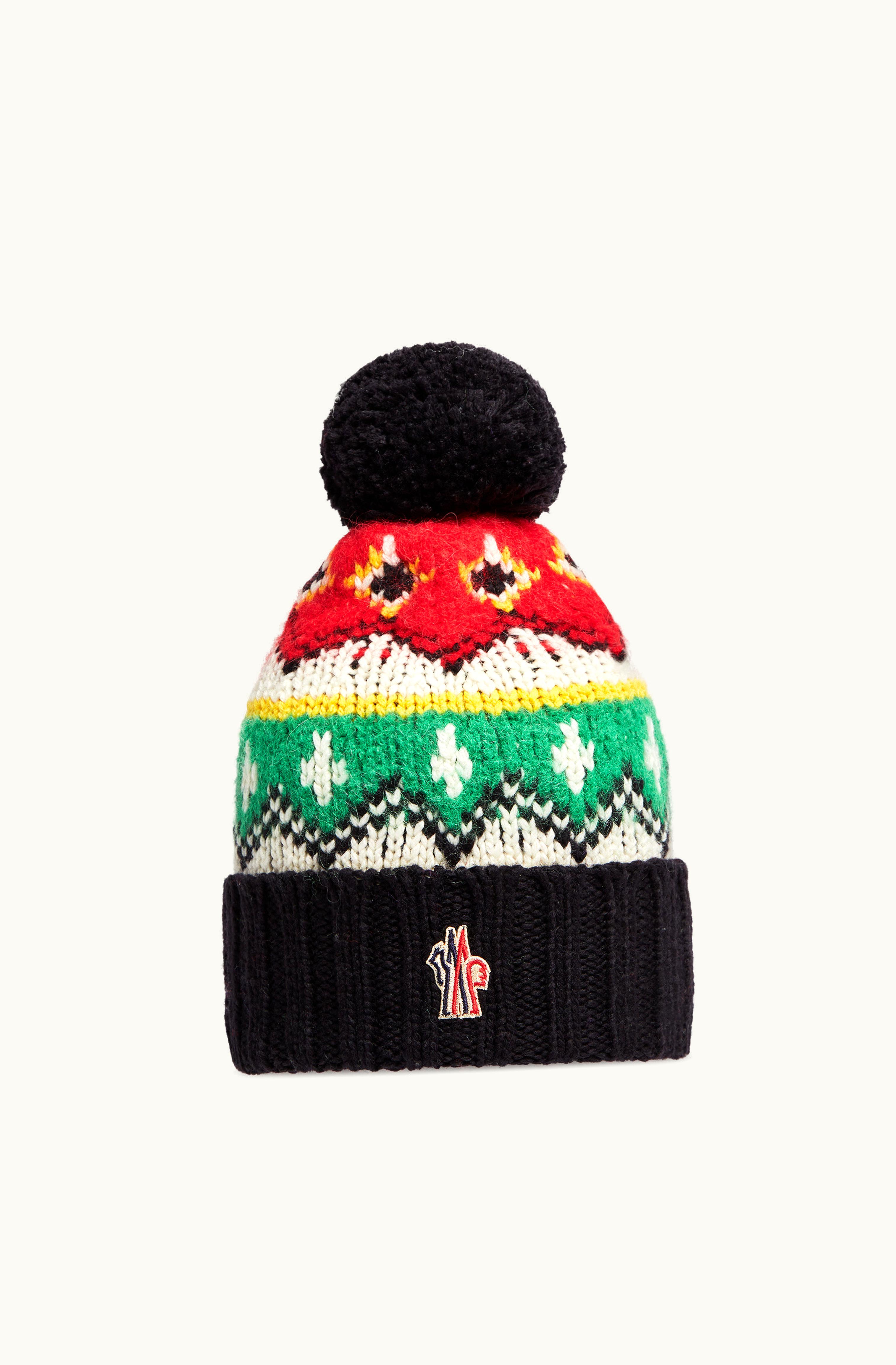 Moncler Moncler Alpaca & Wool Jacquard Beanie Optical White