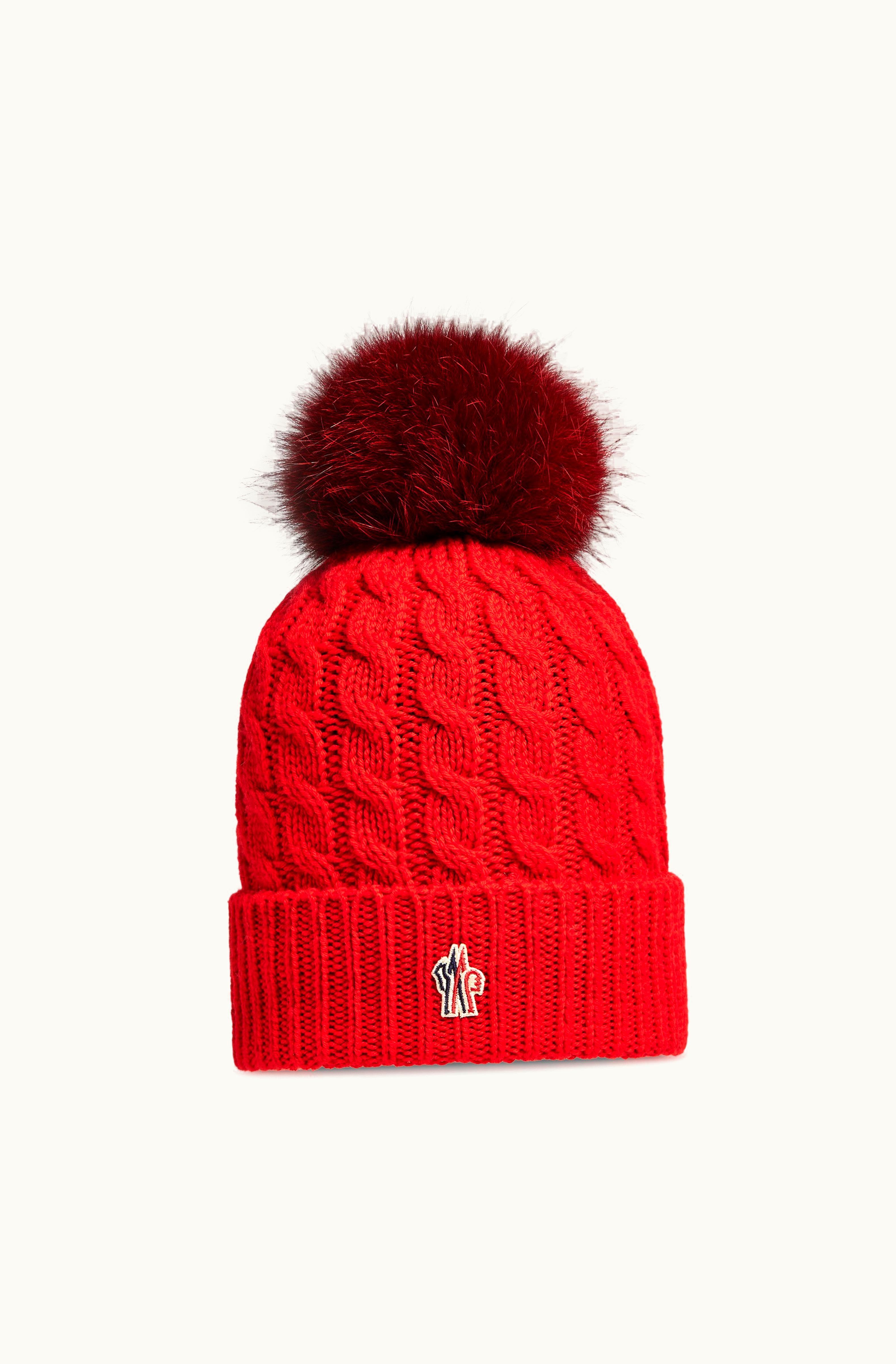 Moncler Moncler Wool Beanie With Pom Pom Fire Red