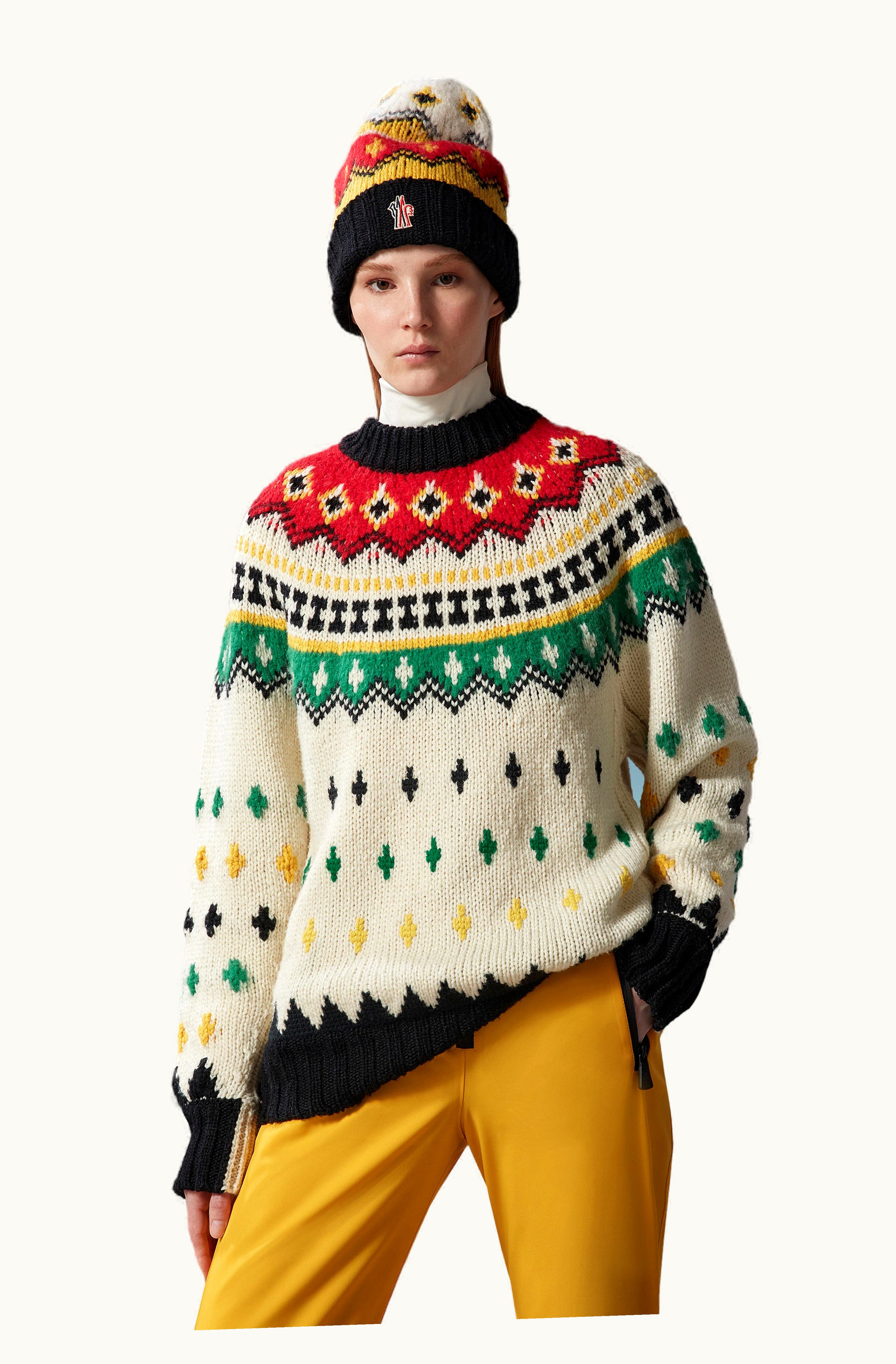 Moncler Moncler Alpaca & Wool Jacquard Jumper Optical White Optical White