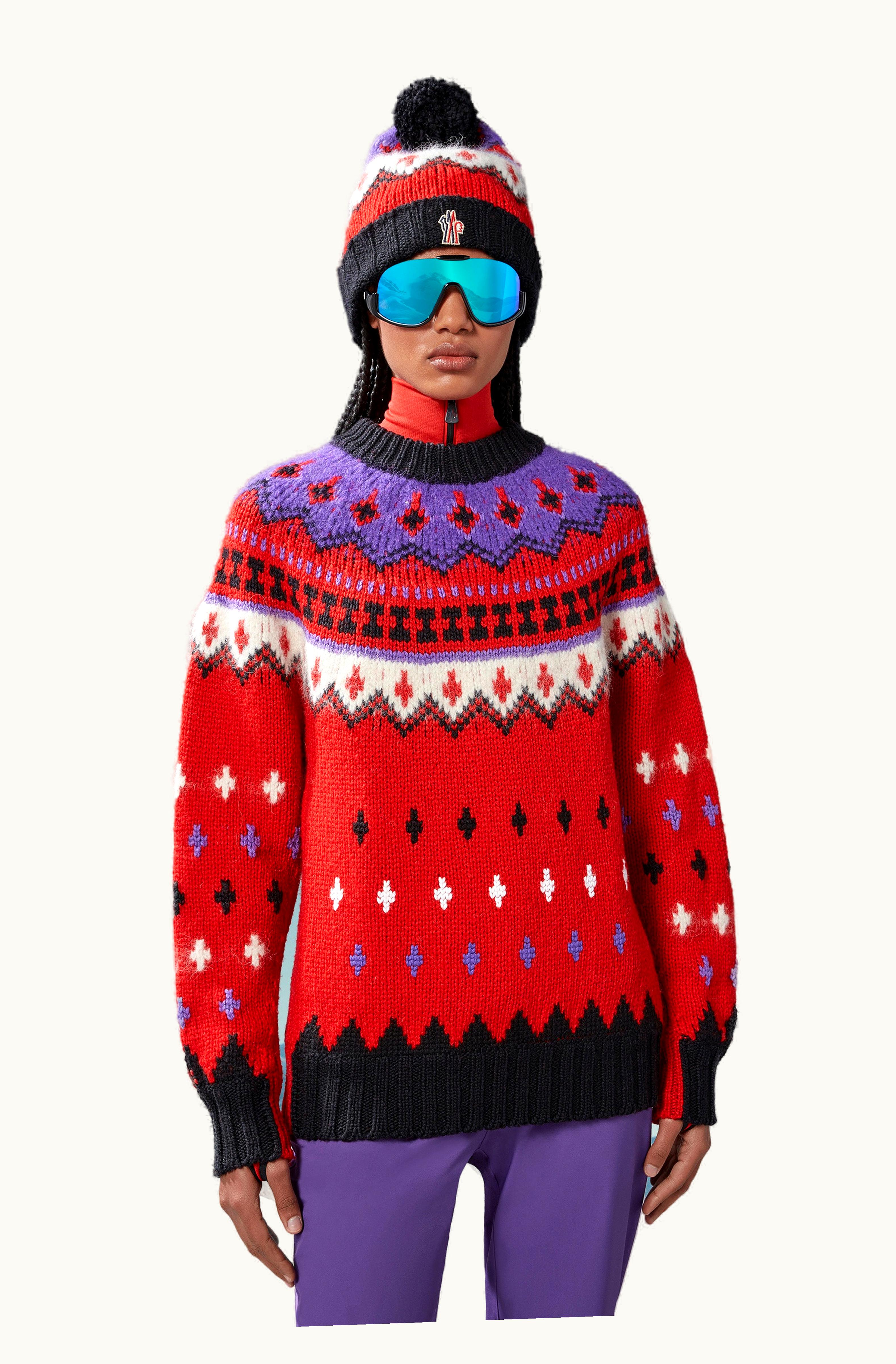 Moncler Moncler Alpaca & Wool Jacquard Jumper Fire Red