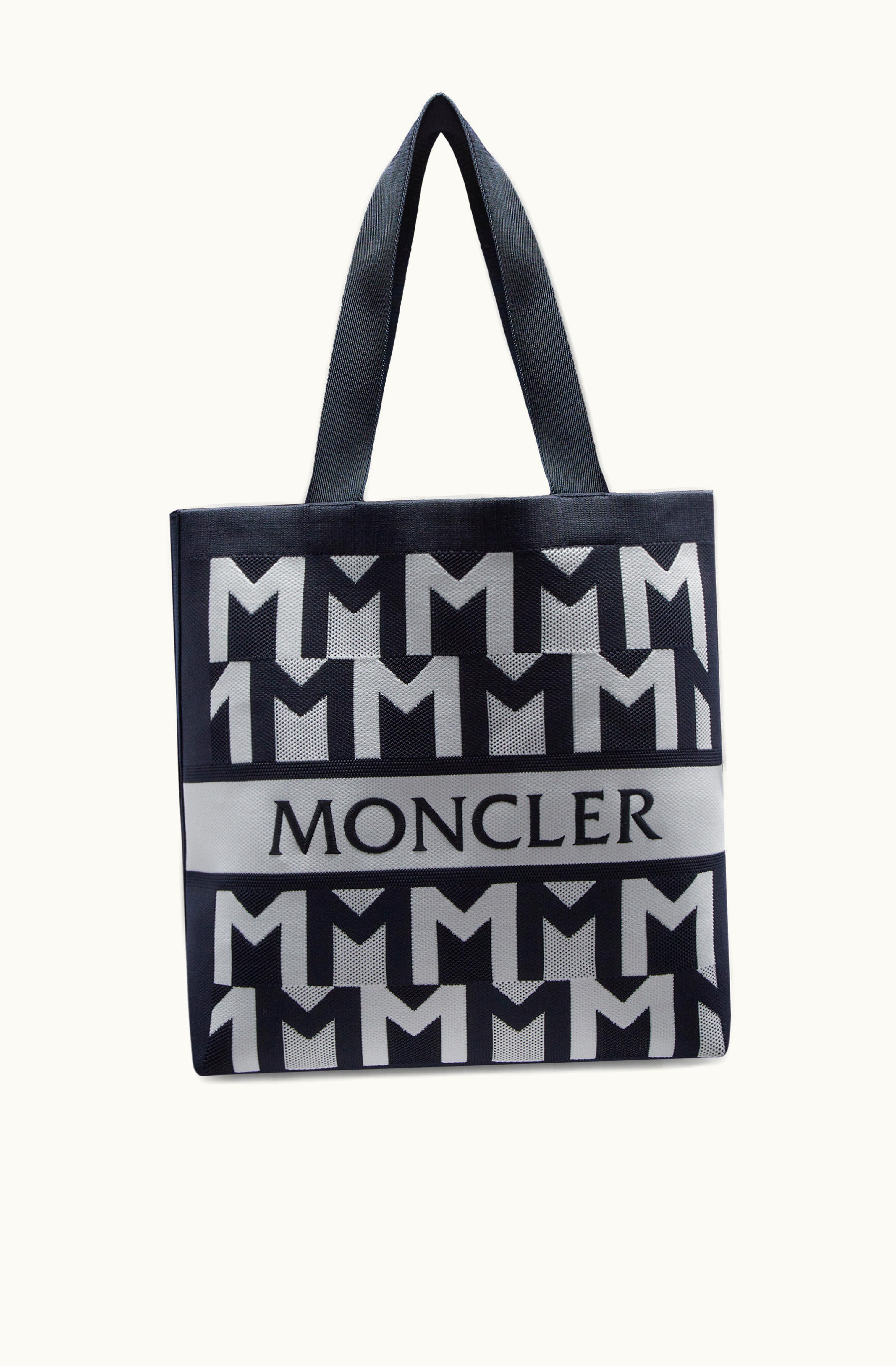 Moncler Moncler Monogram Knit Tote Bag White & Blue