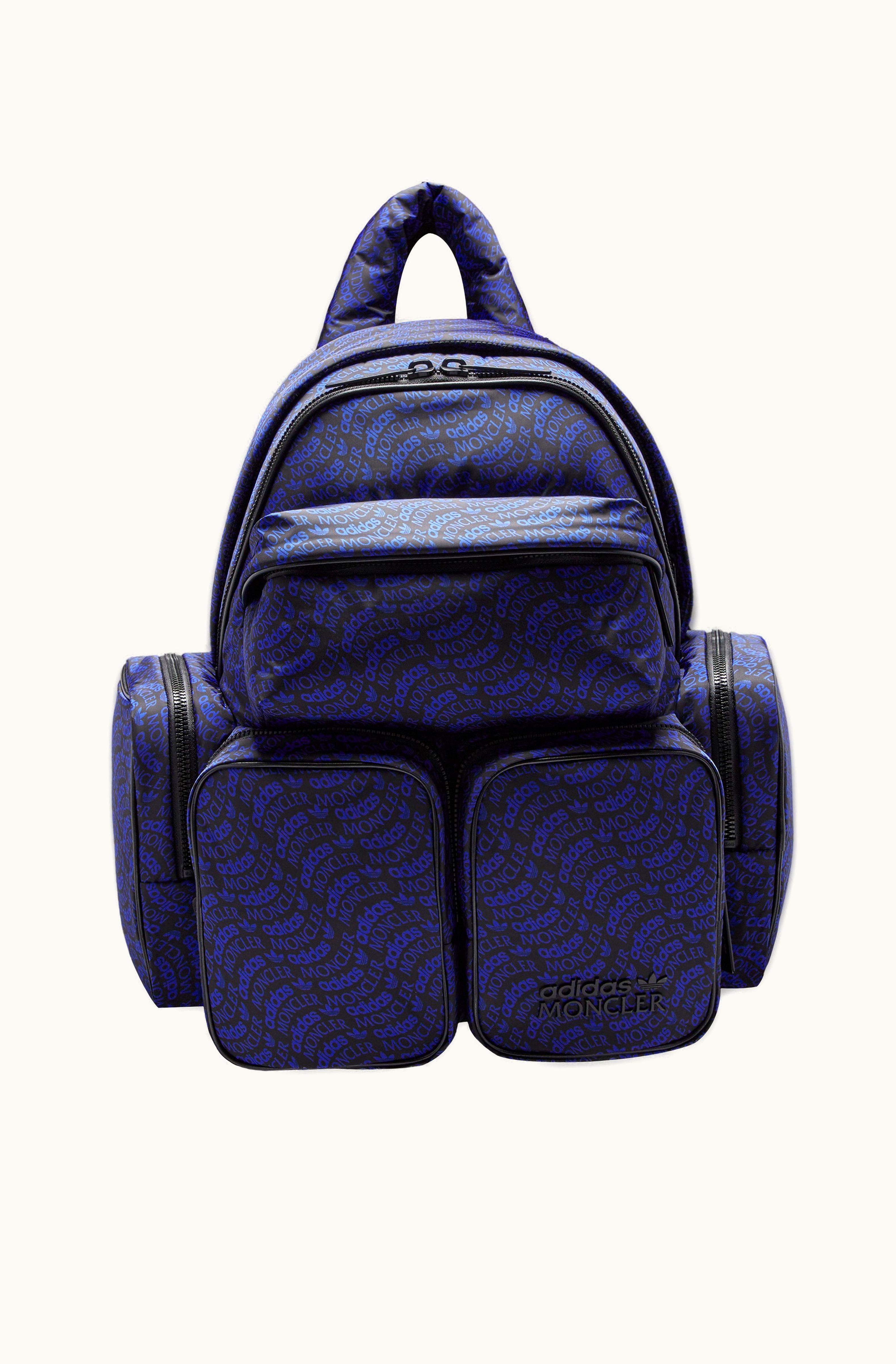 Moncler Logo Print Backpack Black & Blue