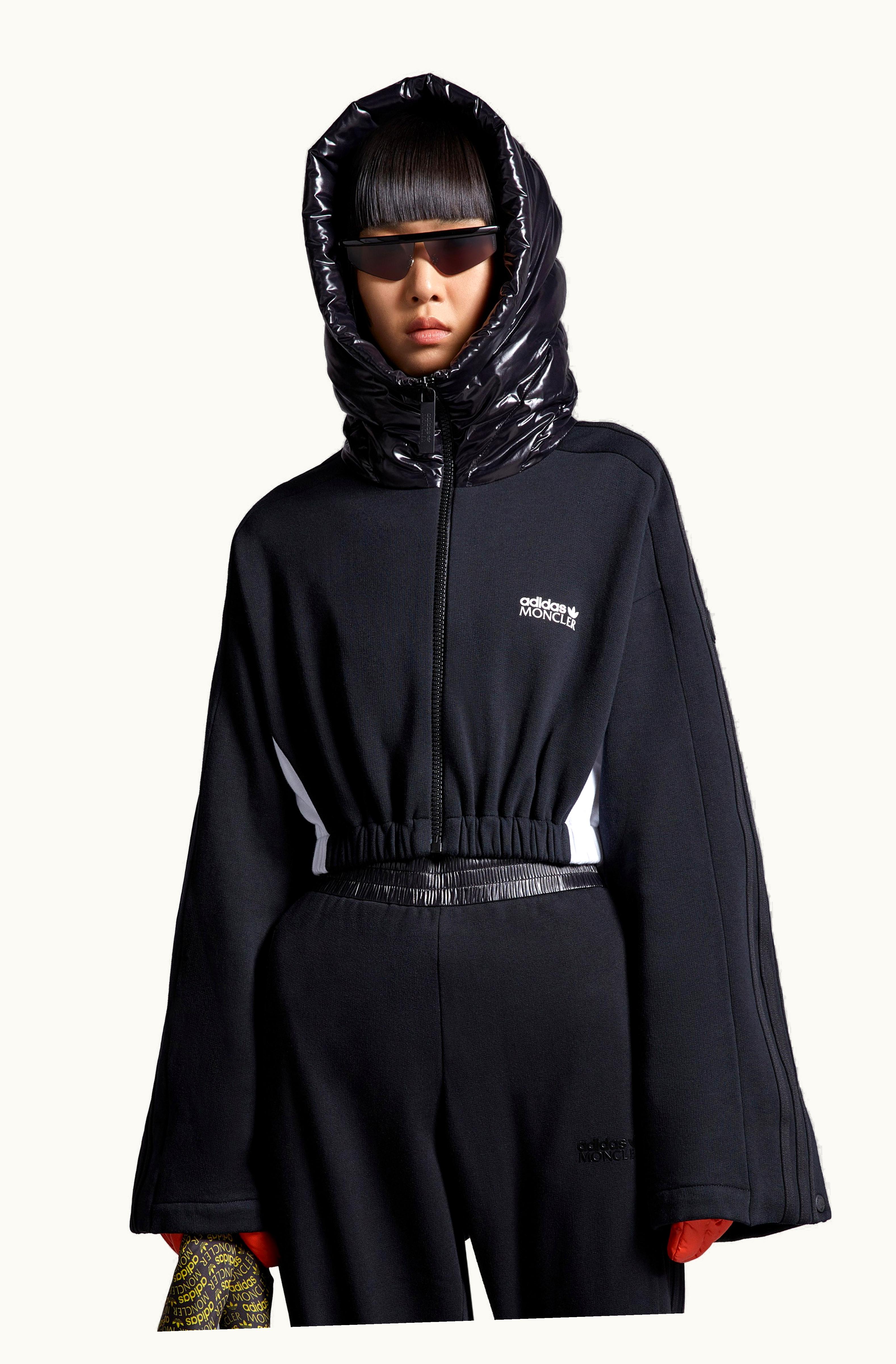Moncler Moncler Fleece Zip-Up Hoodie Black & White