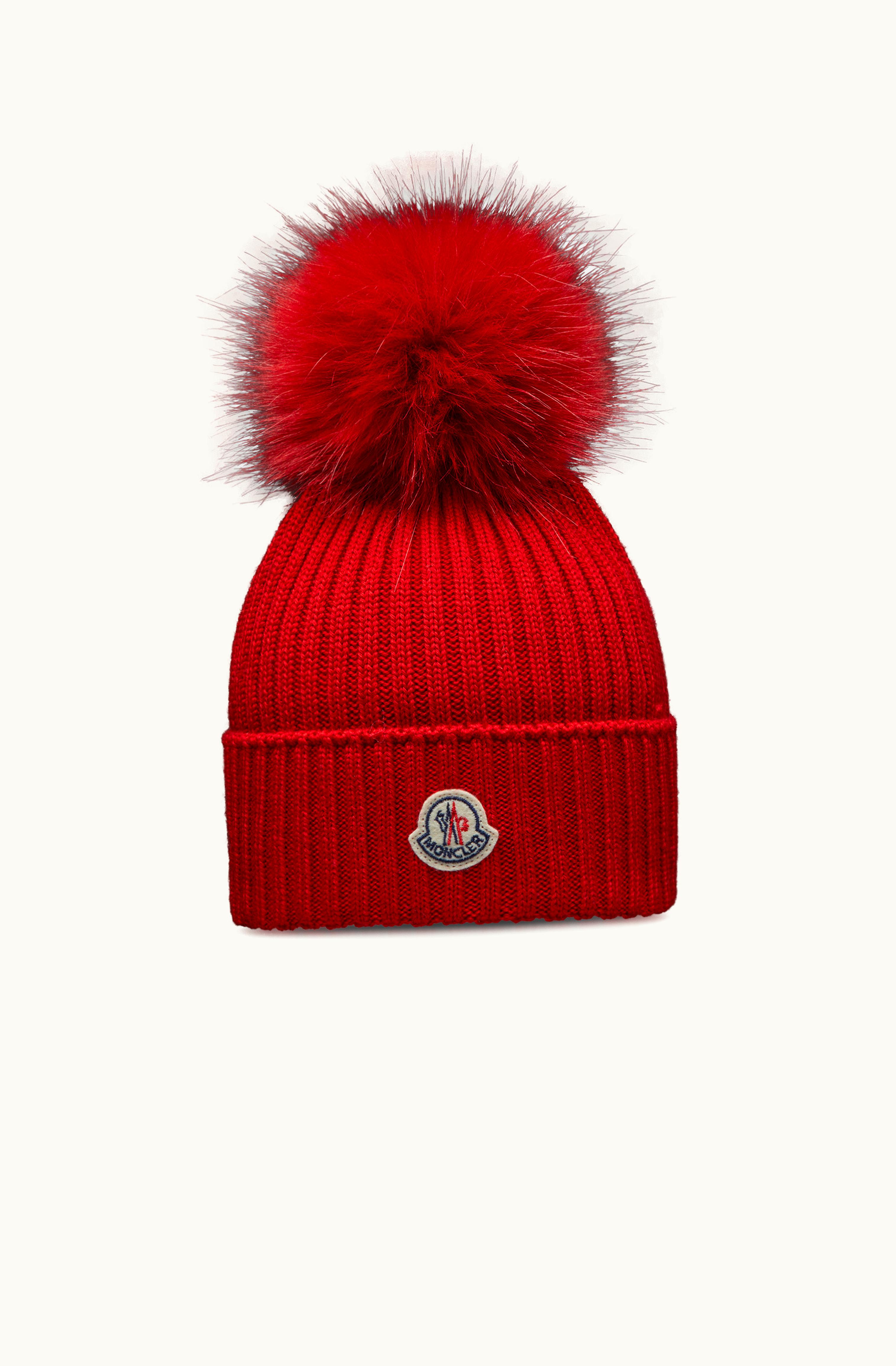 Moncler Moncler Wool Beanie With Pom Pom Scarlet Red