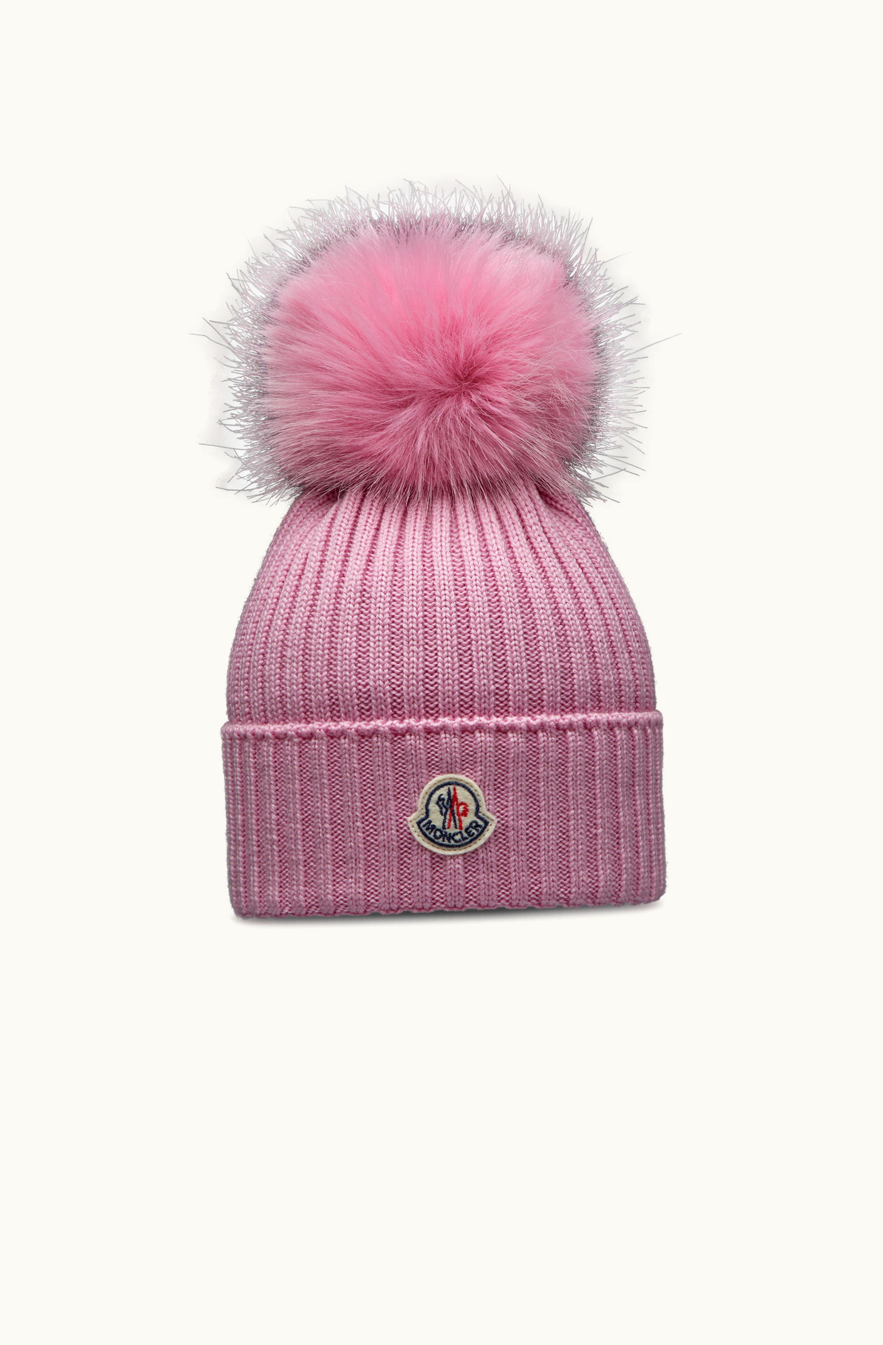Moncler Moncler Wool Beanie With Pom Pom Rose Pink