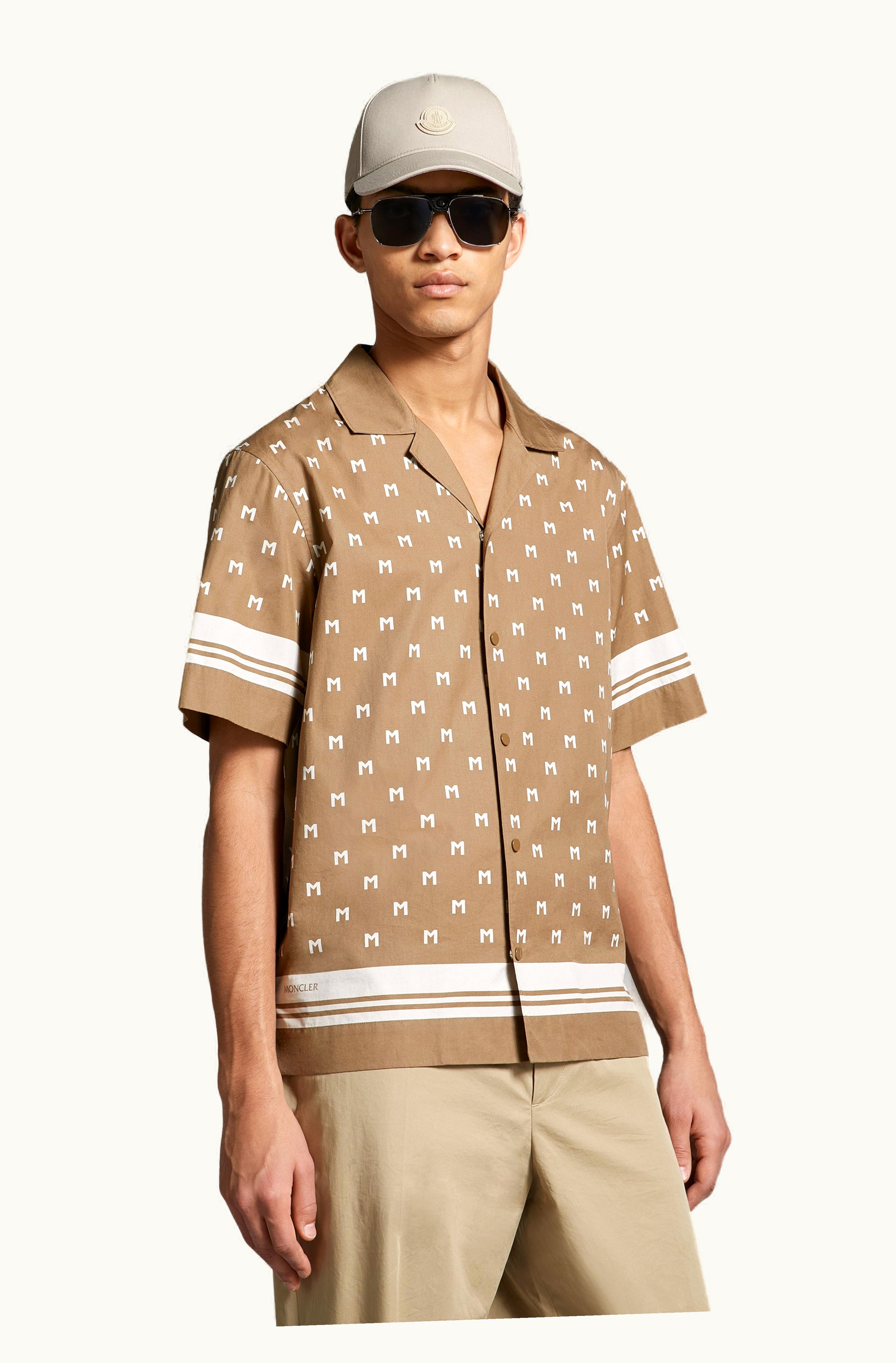 Moncler Moncler Monogram Print Shirt Beige & White