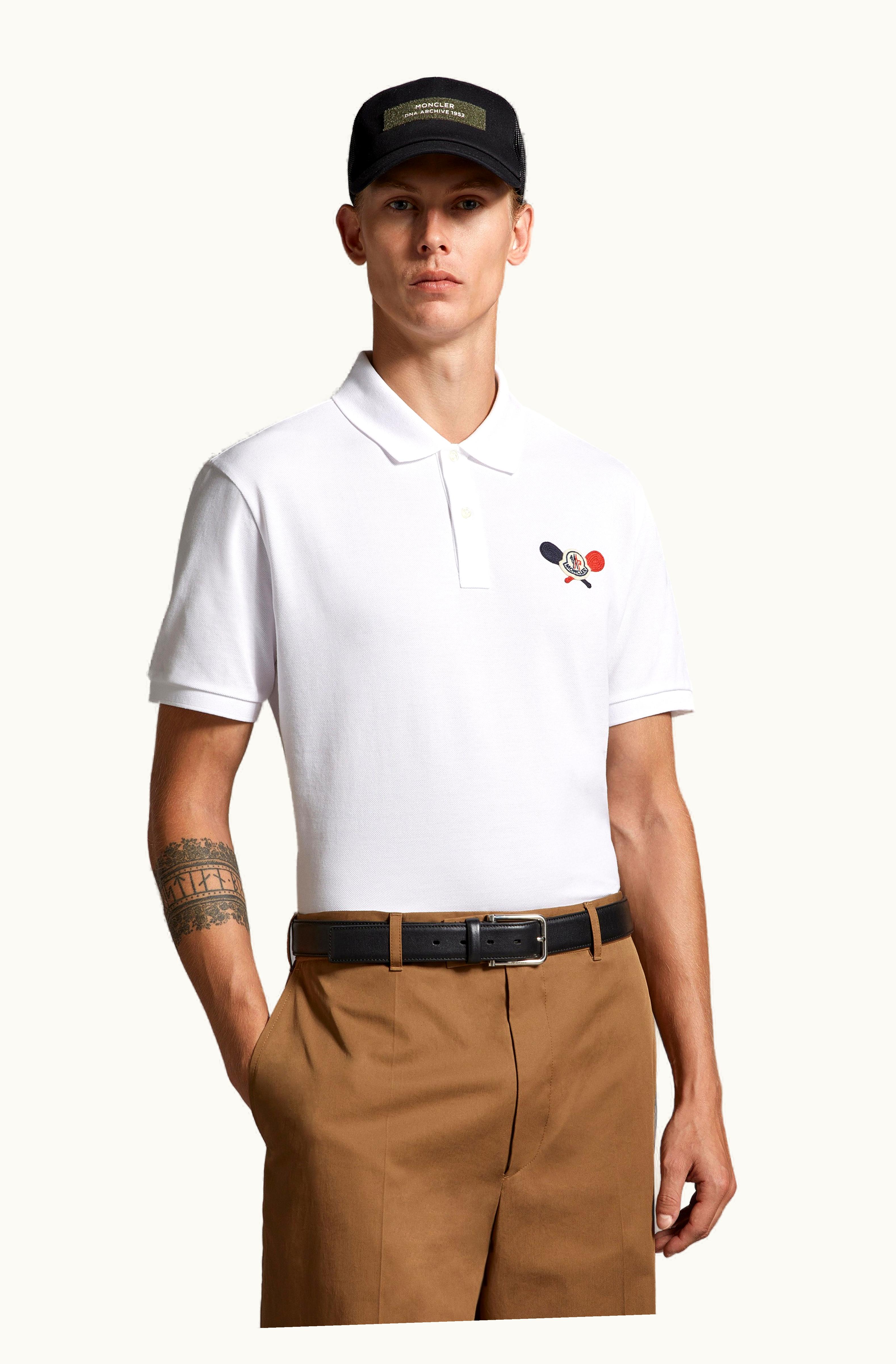 Moncler Moncler Tennis Logo Patch Polo Shirt Optical White