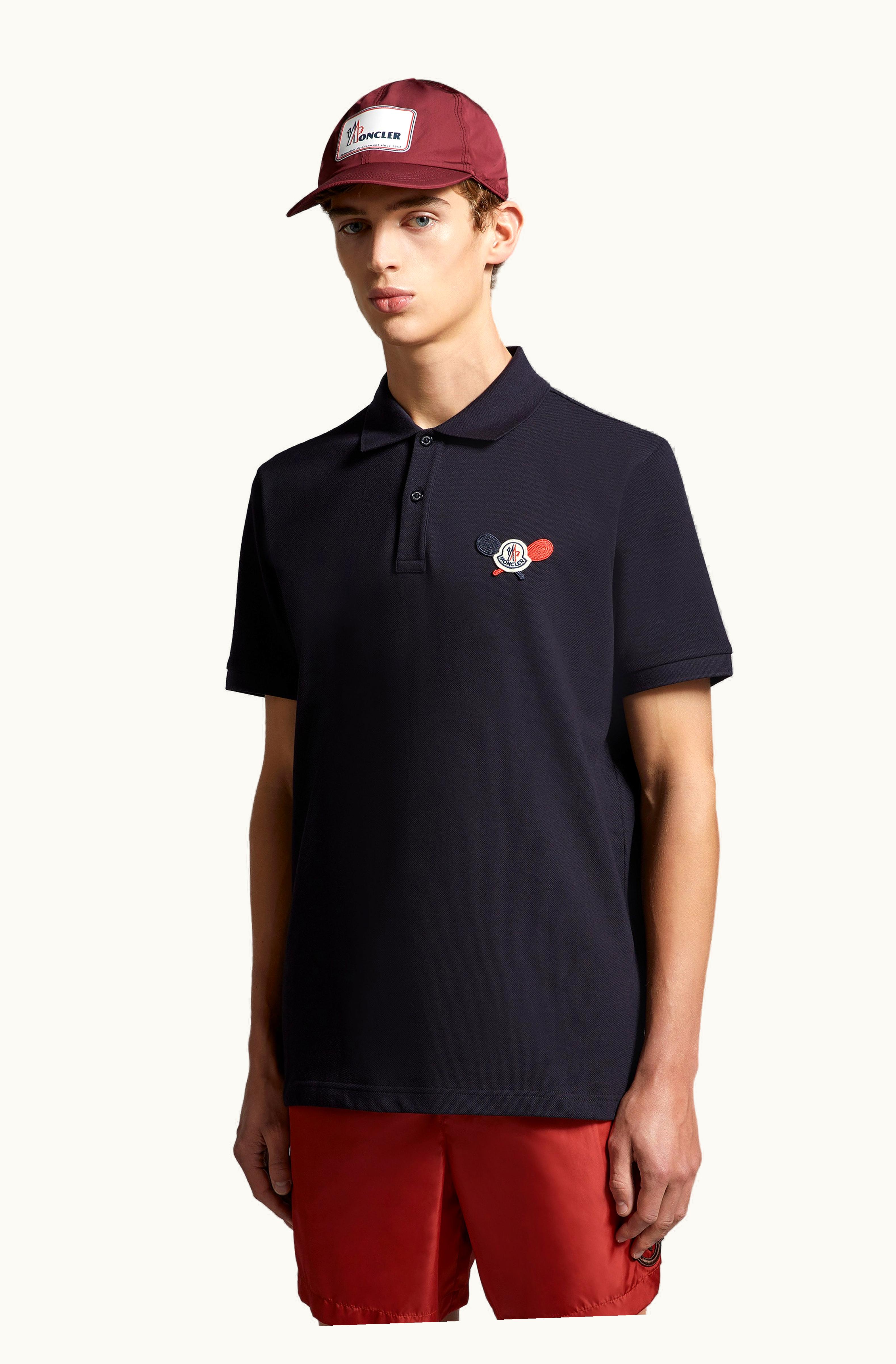 Moncler Moncler Tennis Logo Patch Polo Shirt Dark Blue