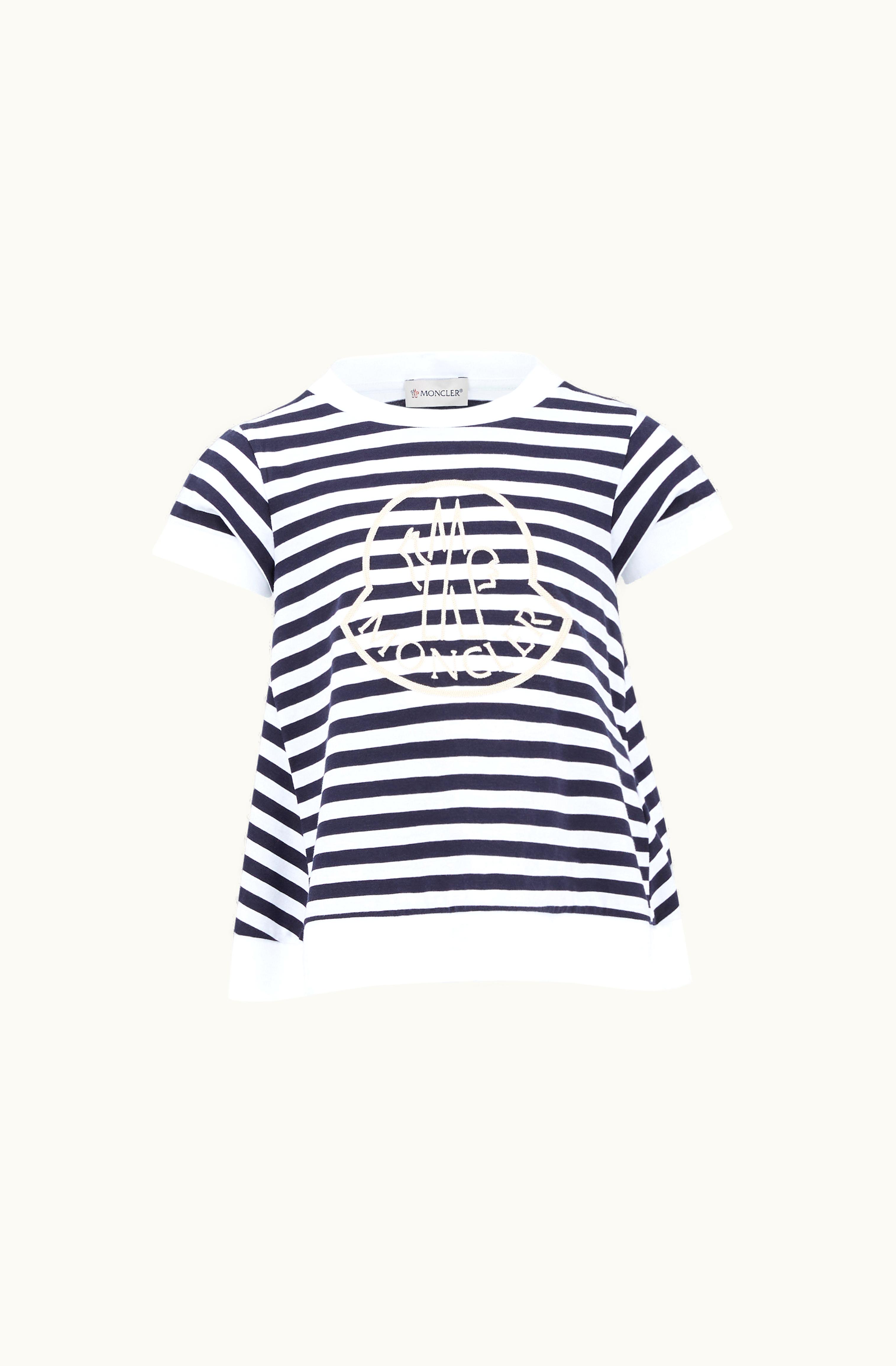 Moncler Moncler Striped Logo T-Shirt Blue & White