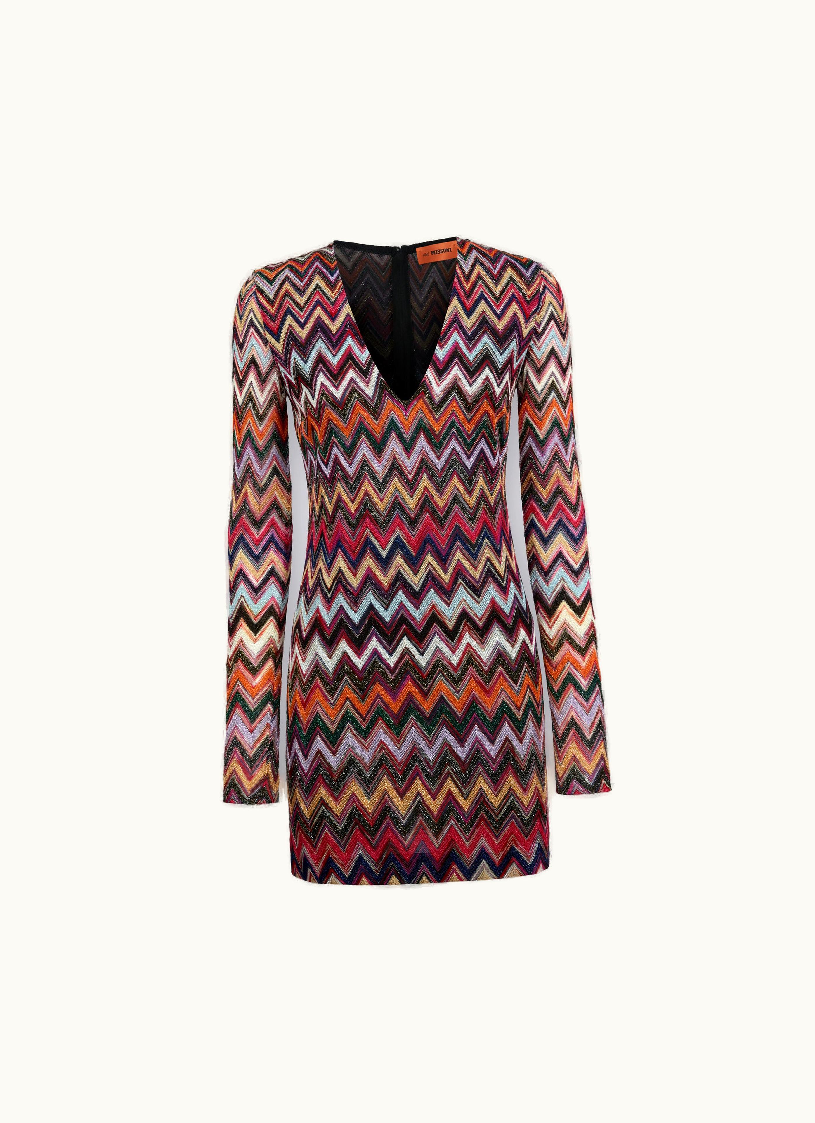 Missoni Missoni Lamé Viscose Chevron Mini Dress With V Neckline Multicoloured