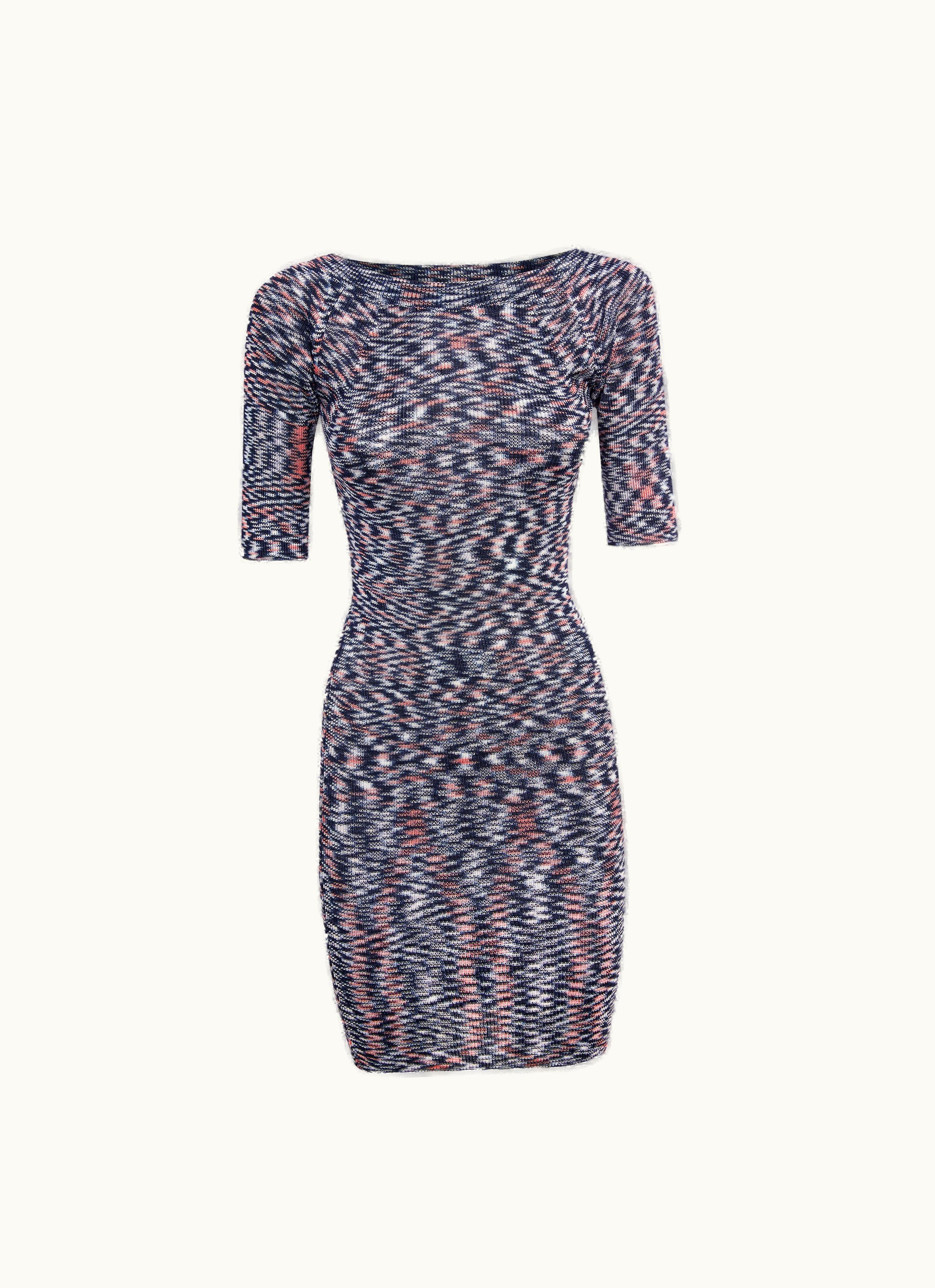 Missoni Missoni Short-sleeved Minidress In Slub Viscose Blend Blue