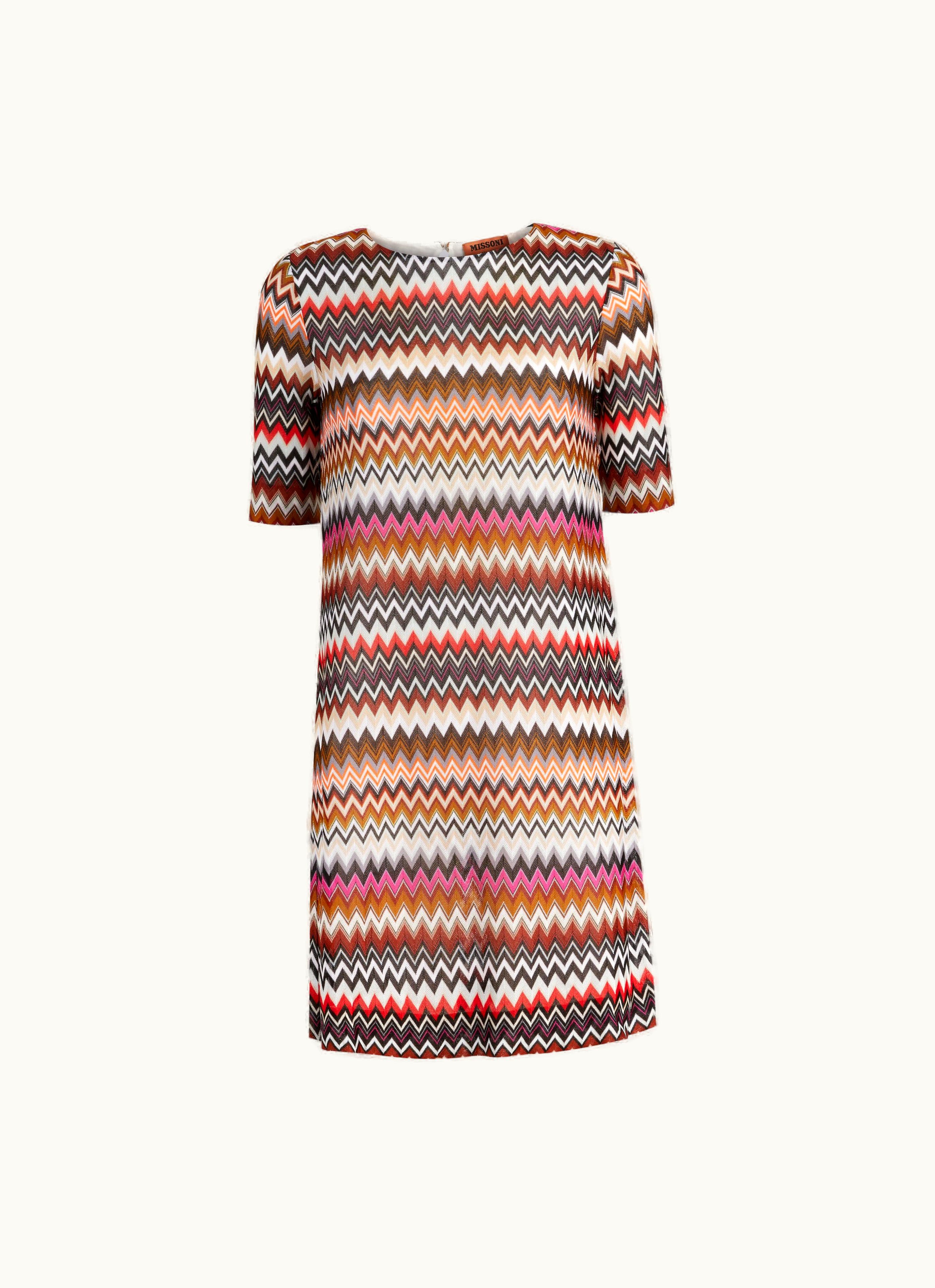 Missoni Missoni Short-sleeved Viscose Mini Dress With Zigzag Pattern Multicoloured