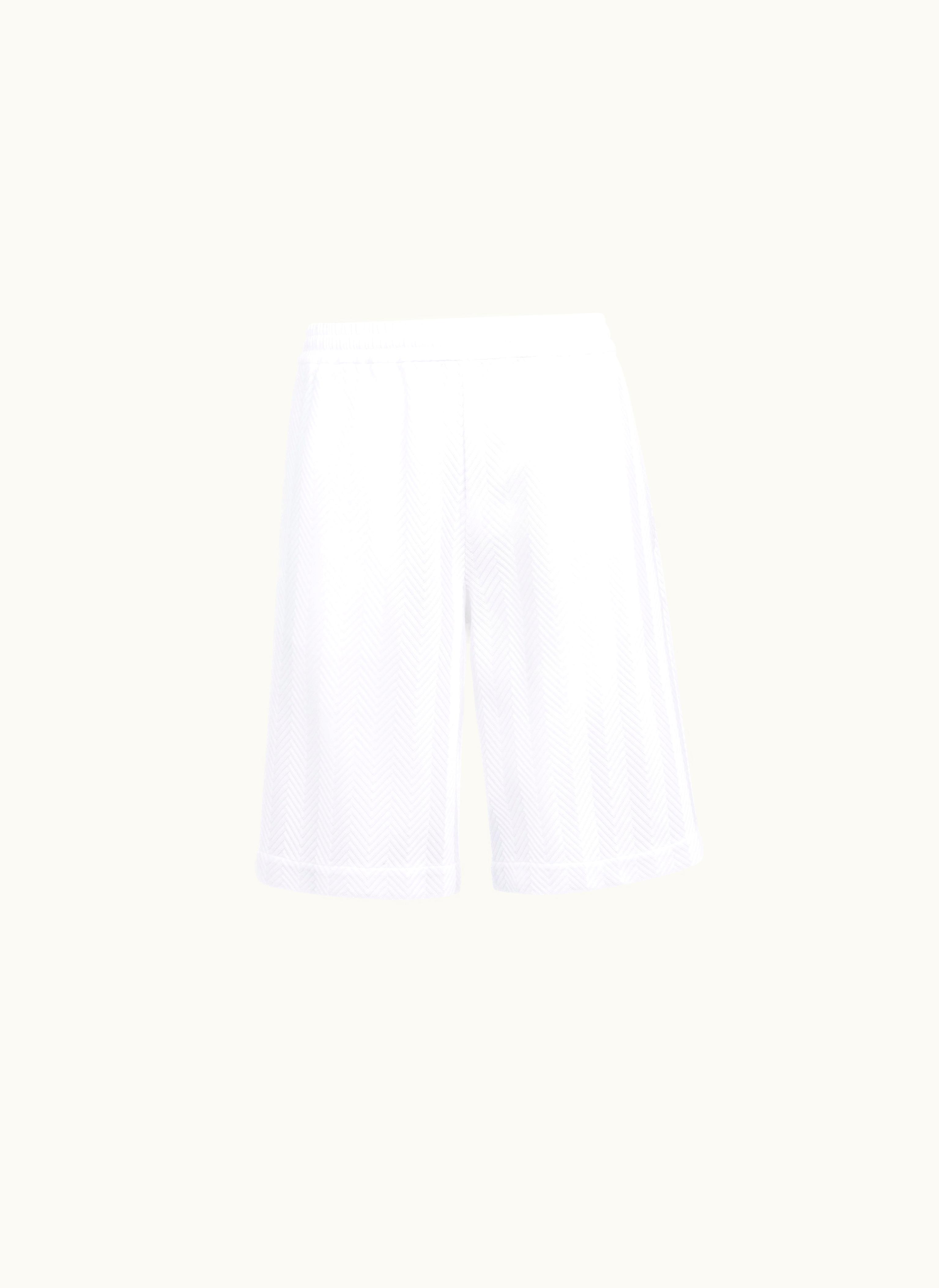 Missoni Missoni Cotton And Viscose Blend Bermuda Shorts With Zigzag Working White