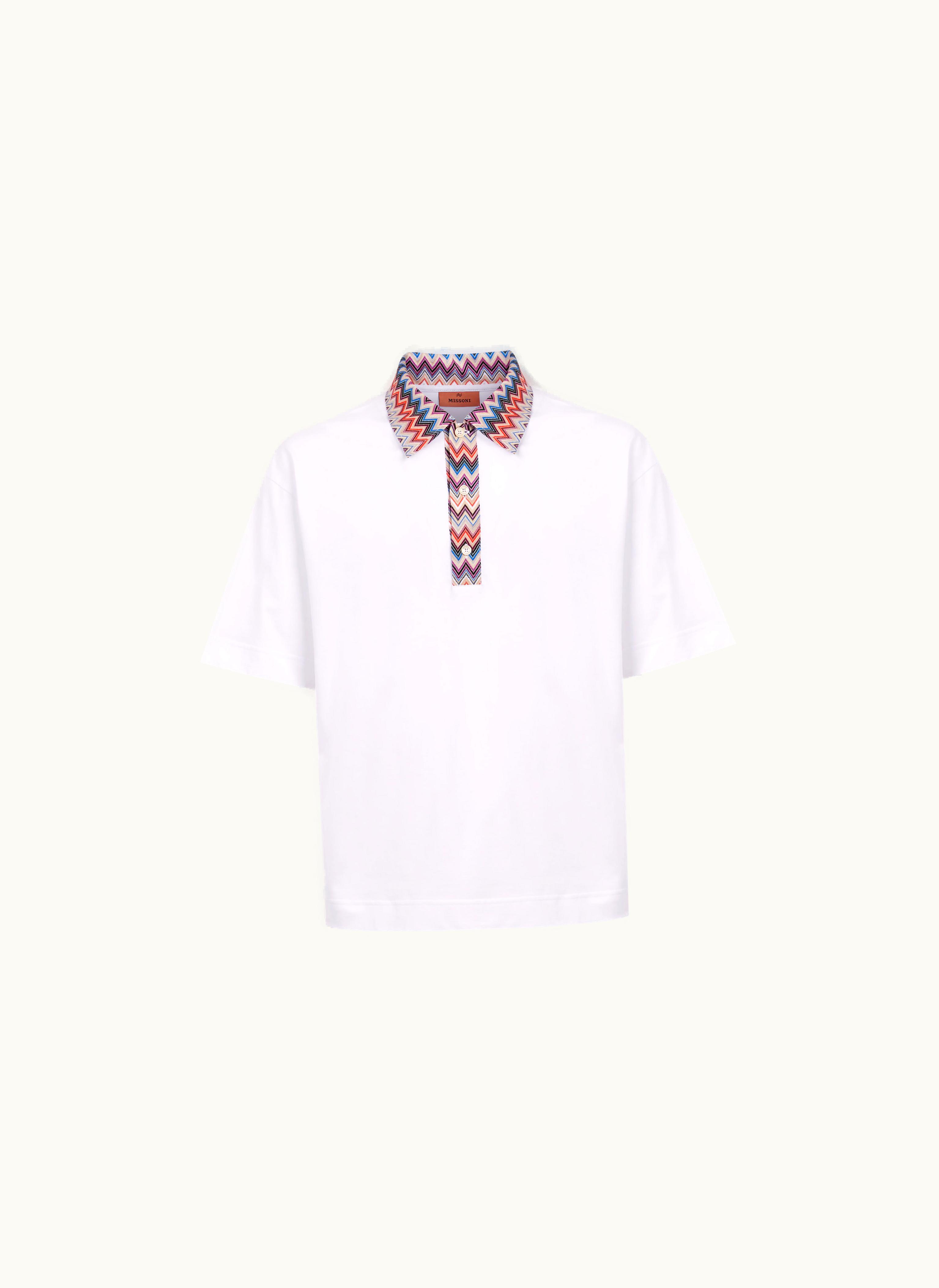 Missoni Missoni Short-sleeved Cotton Jersey Polo Shirt With Zigzag Inserts Multicoloured