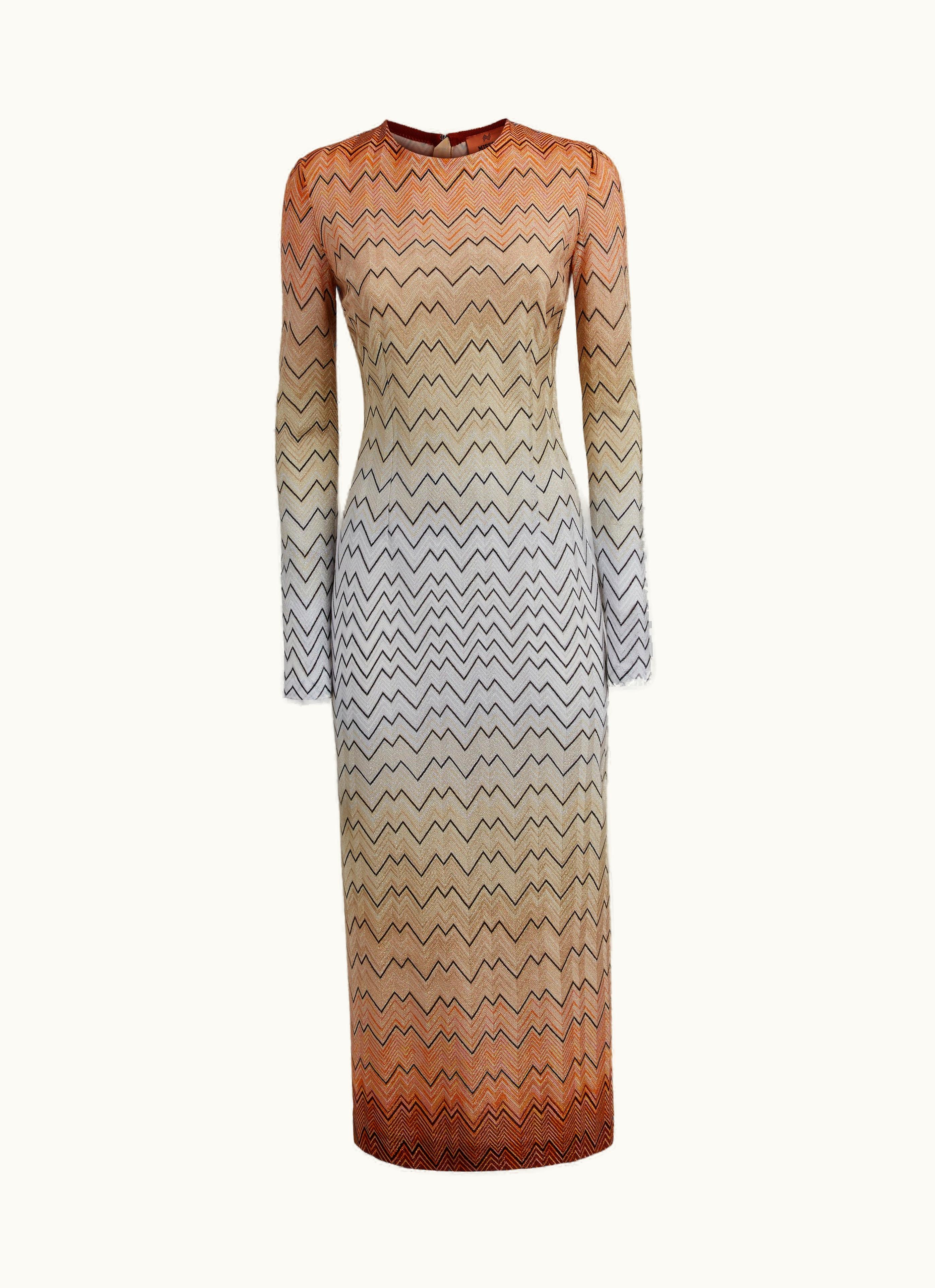 Missoni Missoni Long Dress In Zigzag Viscose Blend With Lurex White