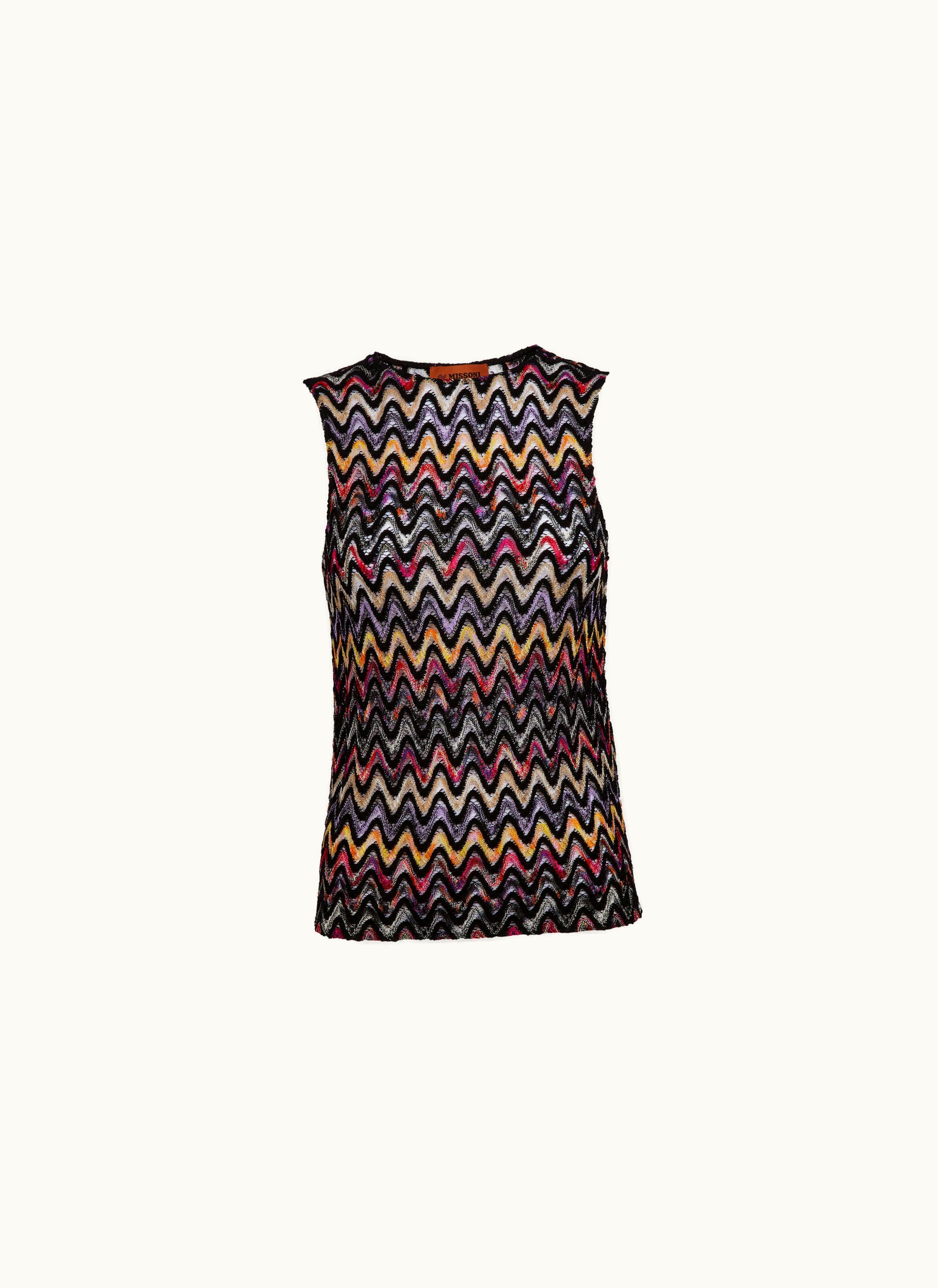 Missoni Missoni Wool And Viscose Tank Top With Wave Motif And Lace Multicoloured