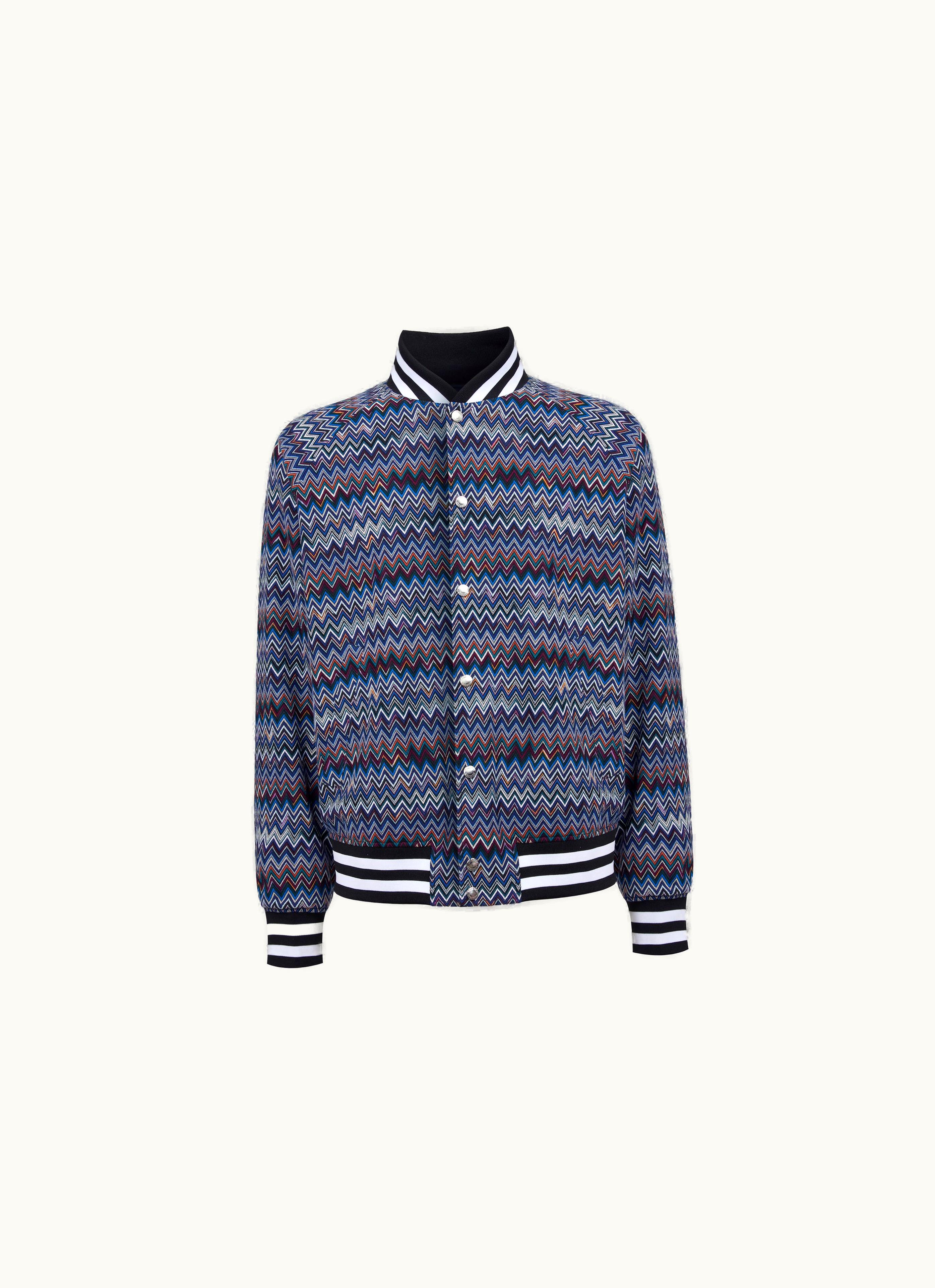 Missoni Missoni Zigzag Cotton And Viscose Bomber Jacket Navy Blue