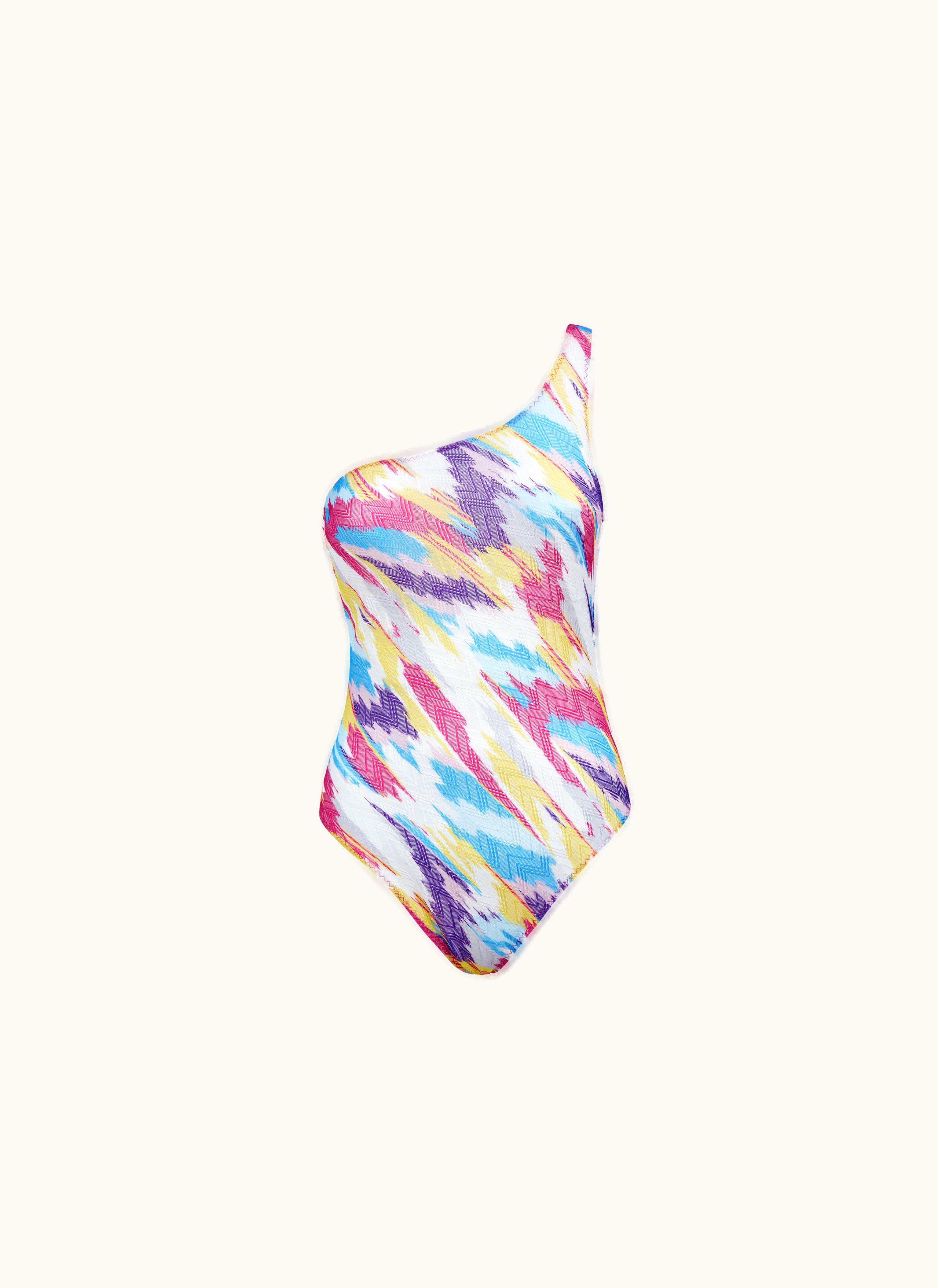 Missoni Missoni One-shoulder one-piece Swimming Costume In Slub Viscose Blend Multicoloured