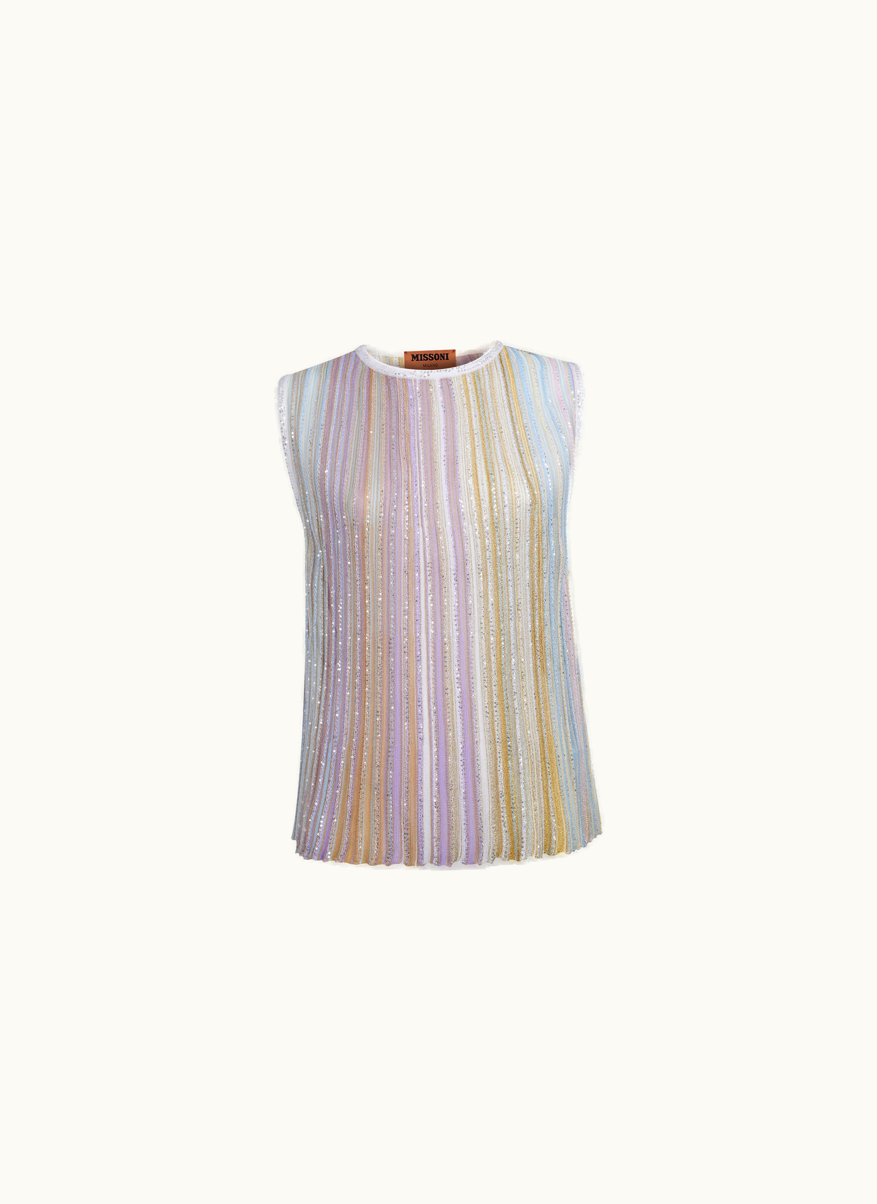 Missoni Missoni Viscose Blend Tank Top With Vertical Stripes And Sequins Multicoloured