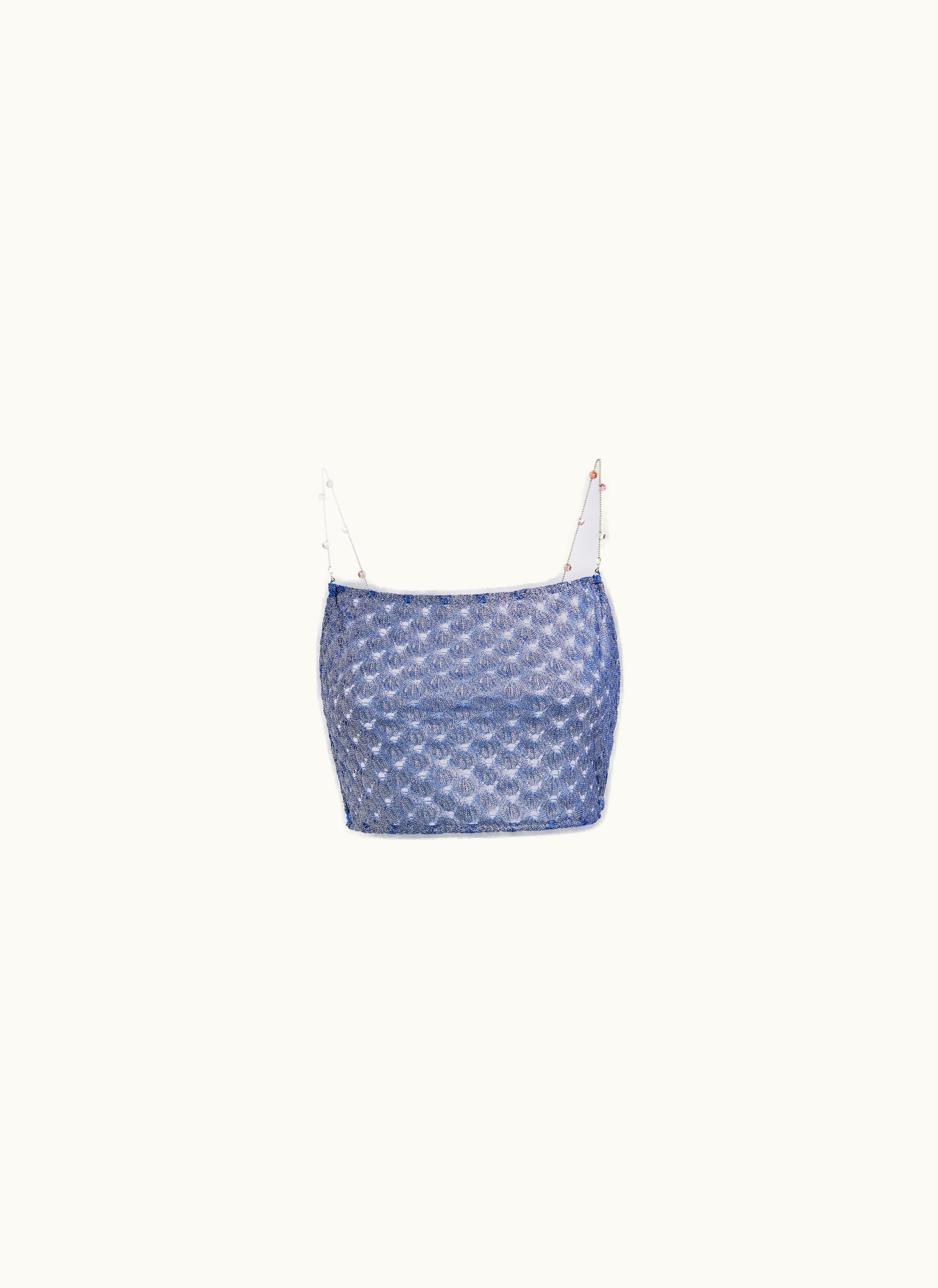 Missoni Missoni Lace-effect Crop Top With Chain And Gem Straps Blue