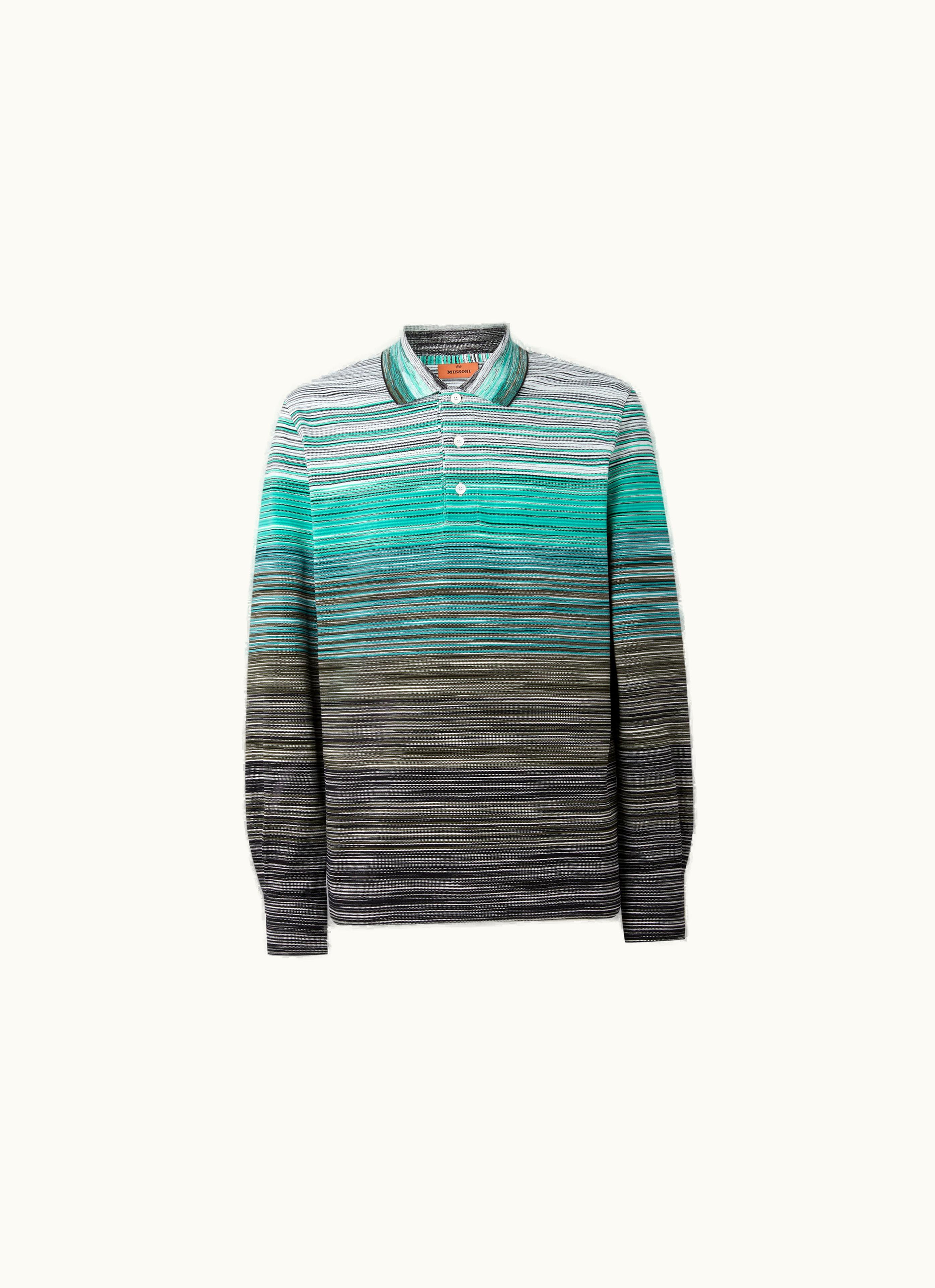 Missoni Missoni Long-sleeved Polo Shirt In Slub Cotton Piqué Multicoloured